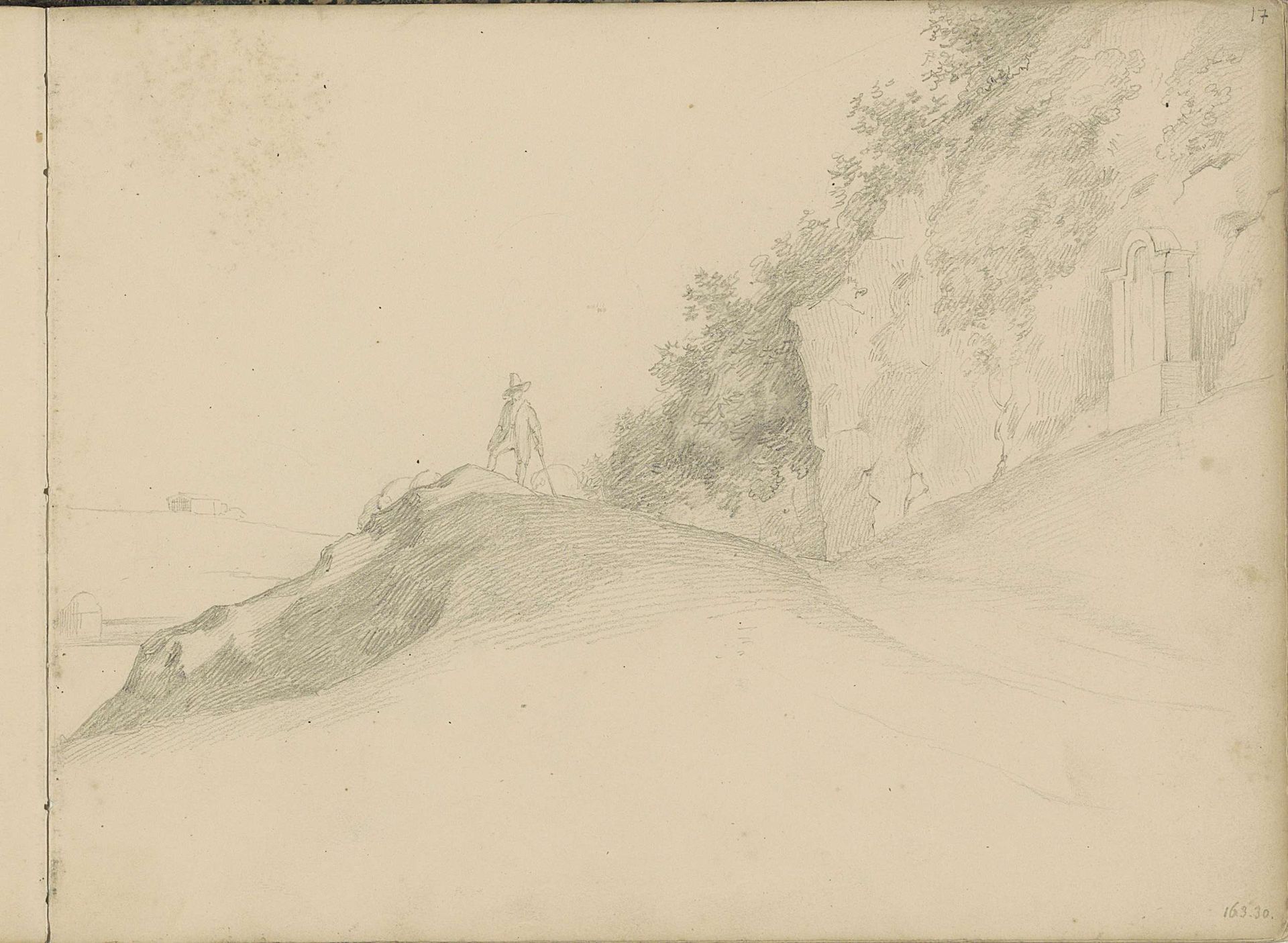 Reiziger op een heuvel by Jacobus Everhardus Josephus van den Berg