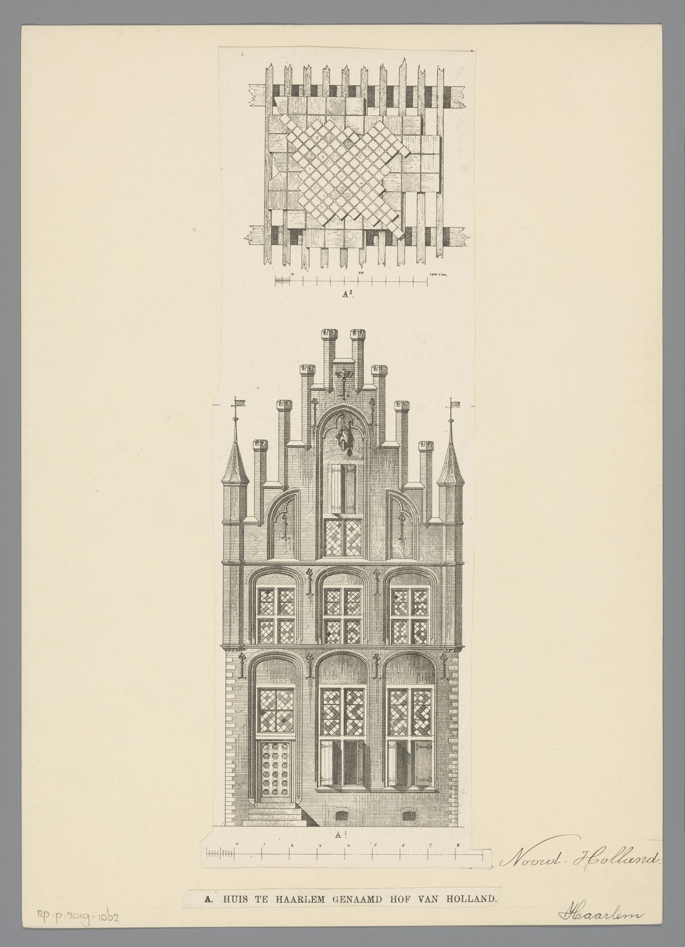 Gevel en detail van het huis Hof van Holland in Haarlem by Anonymous