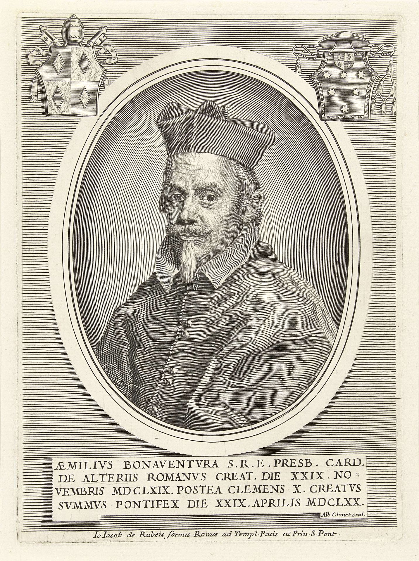 Portret van kardinaal Emilio Bonaventura Altieri by Albertus Clouwet