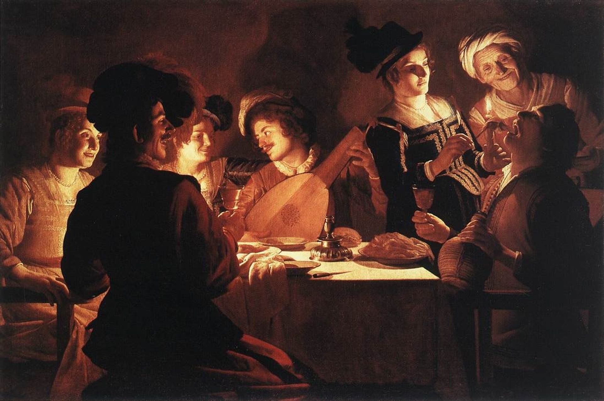 Supper Party with Lute Player by Gerard van Honthorst