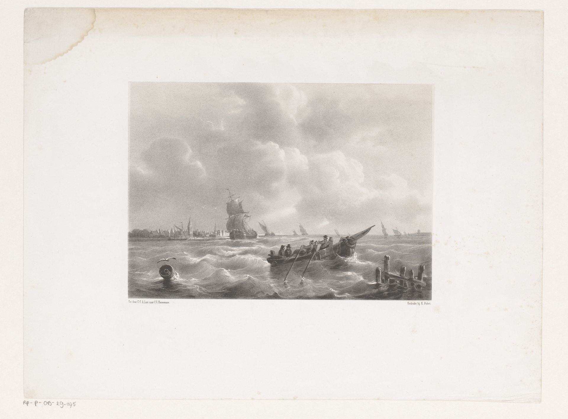 Boten op zee by Carel Christiaan Antony Last