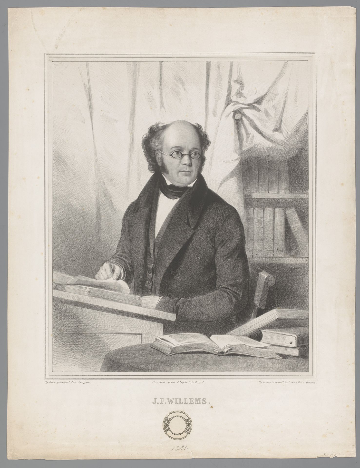 Portret van Jan Frans Willems by Charles Baugniet