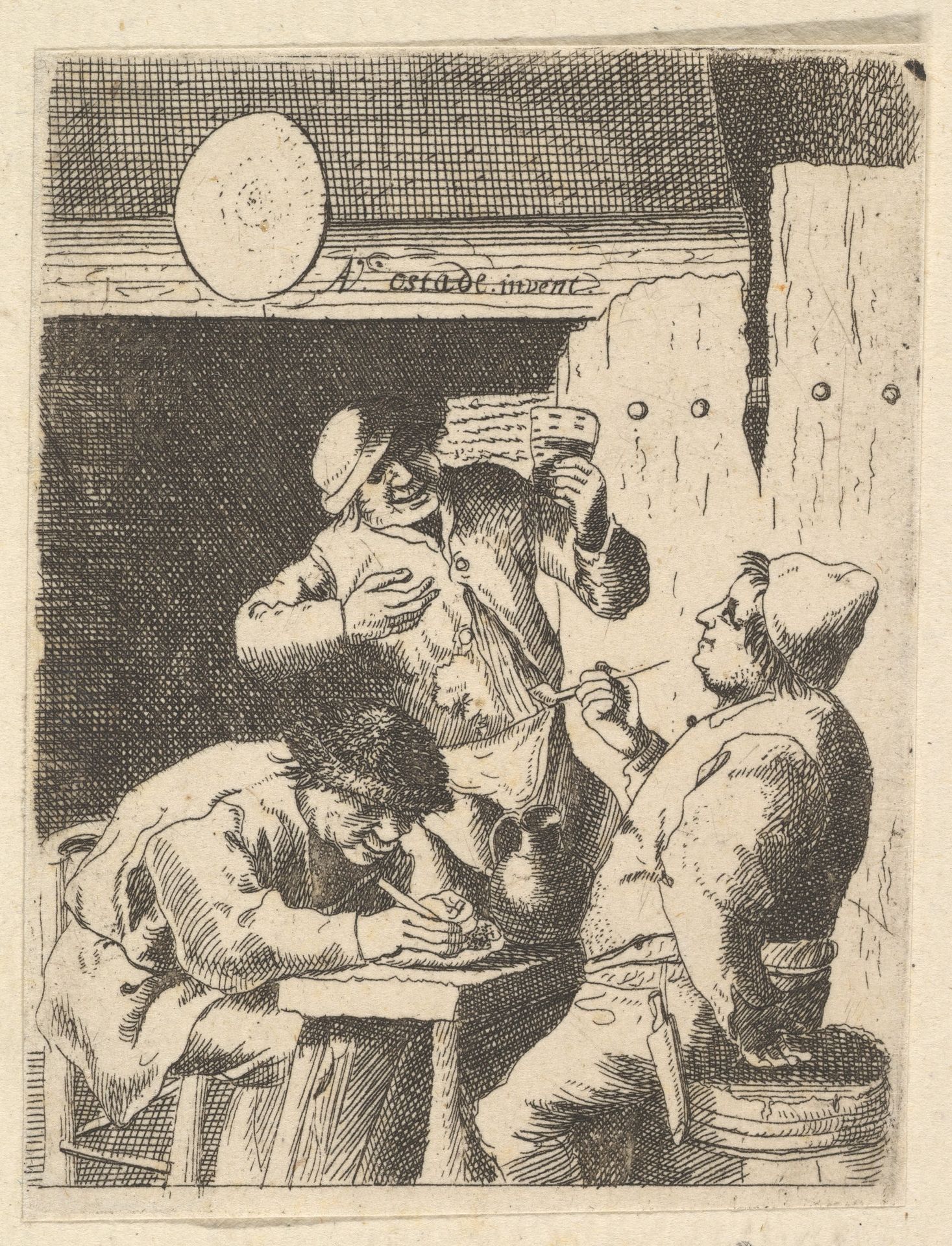 Singer Standing Between Two Smokers by Adriaen van Ostade