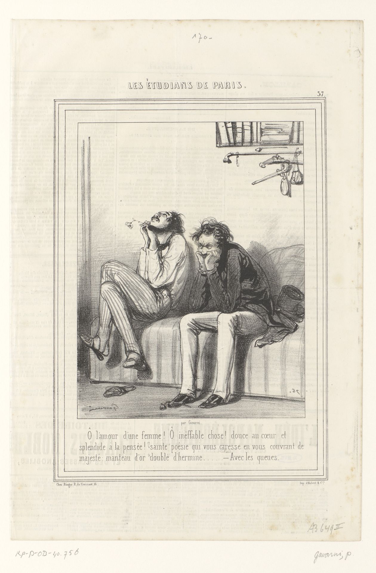 Twee studenten onder invloed van de liefde by Paul Gavarni