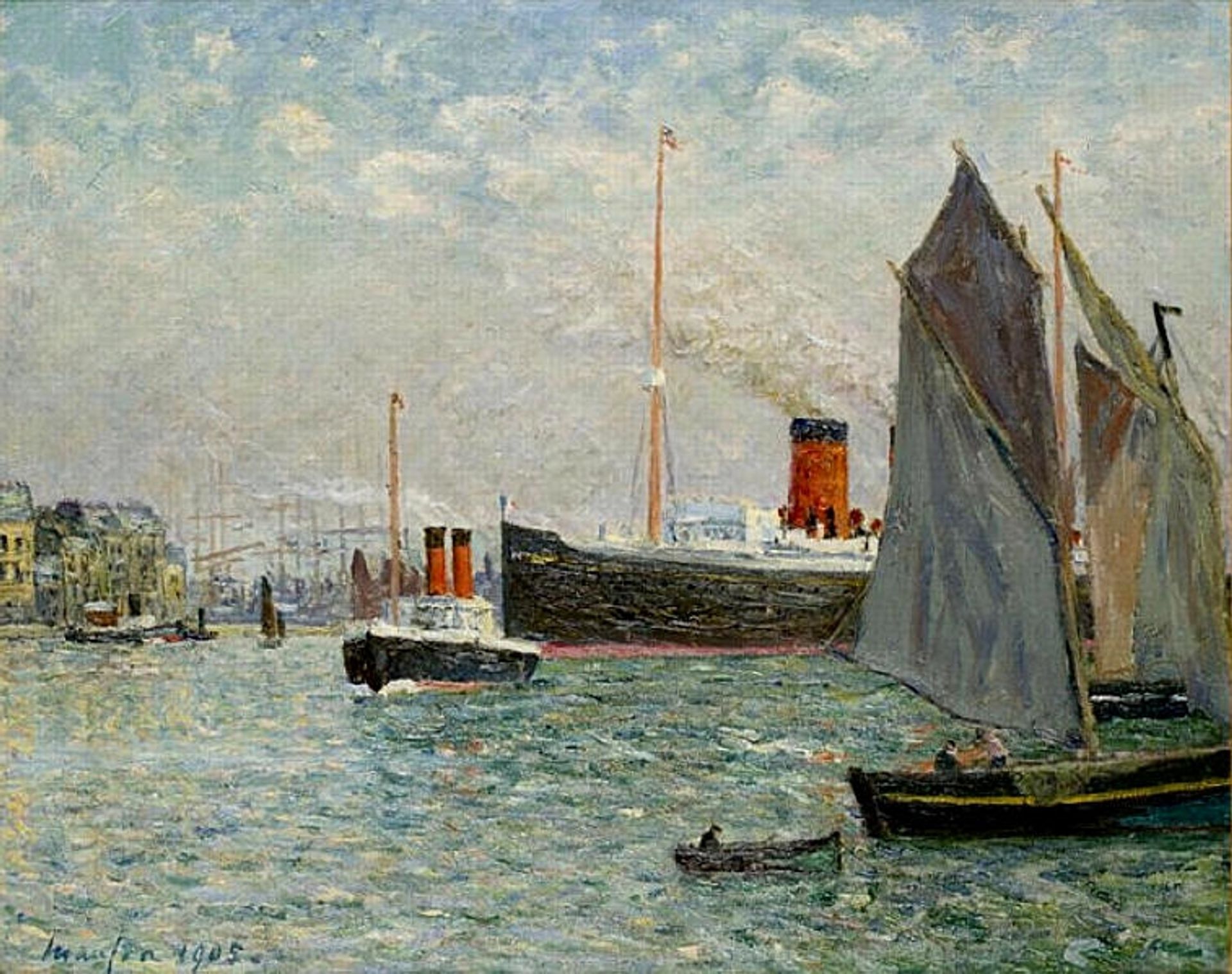 The Transatlantic leaving Port by Maxime Maufra