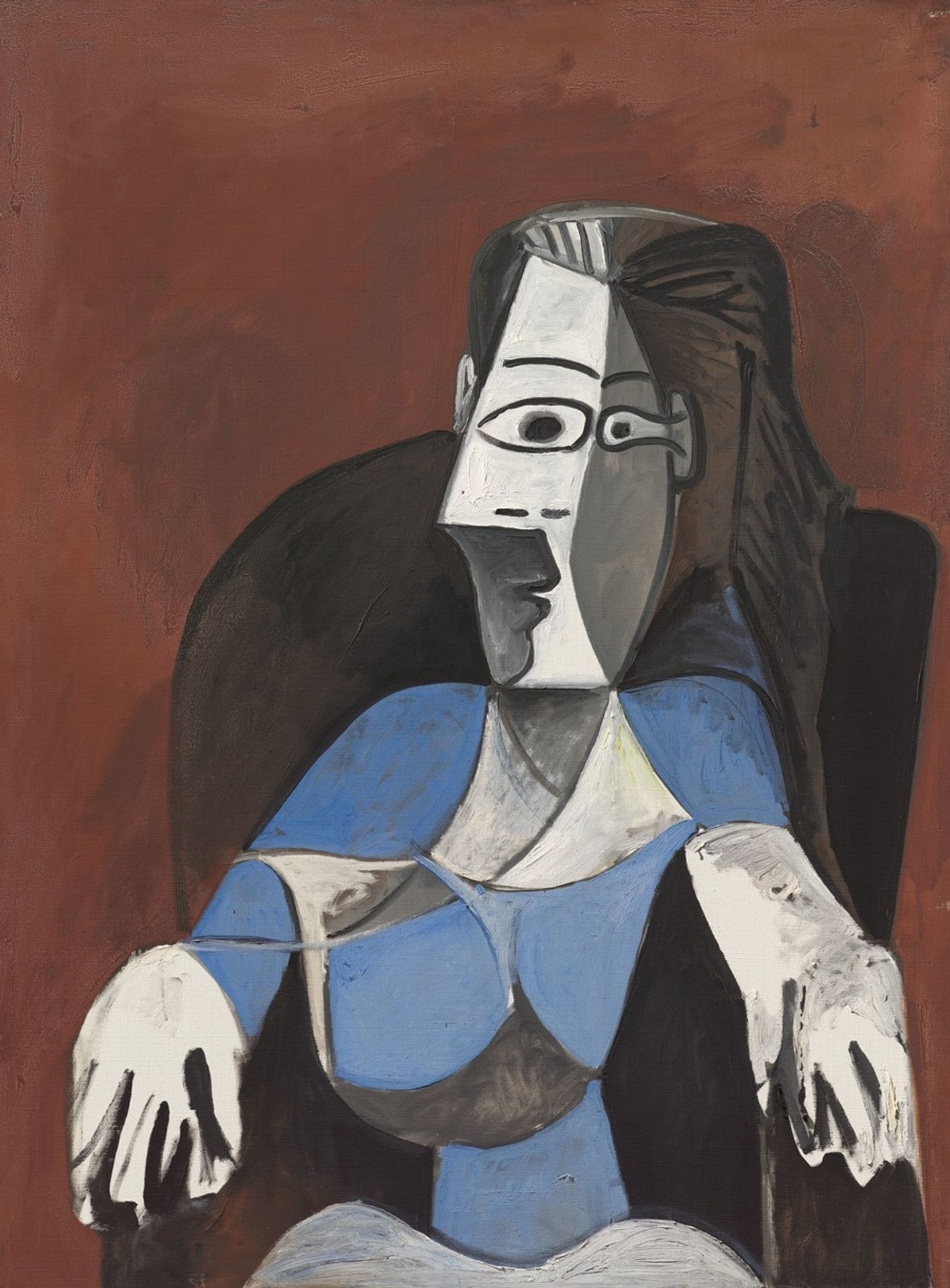 Femme assise dans un fauteuil noir by Pablo Picasso