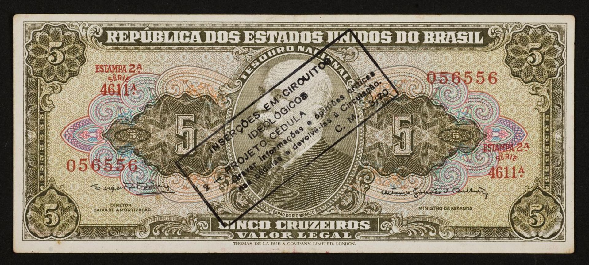 Insertions into Ideological Circuits 2: Banknote Project by Cildo Meireles