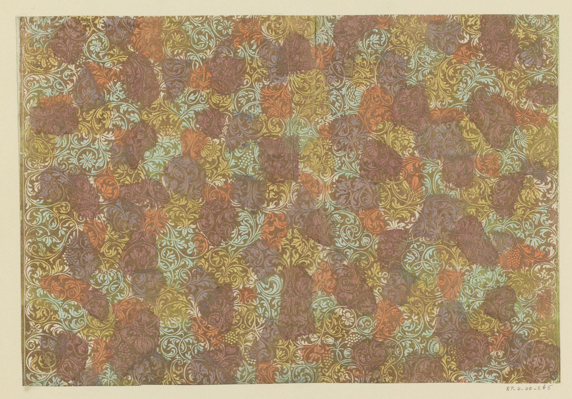 Blad met ranken met bloemen en vruchten by Johann Wilhelm Meyer