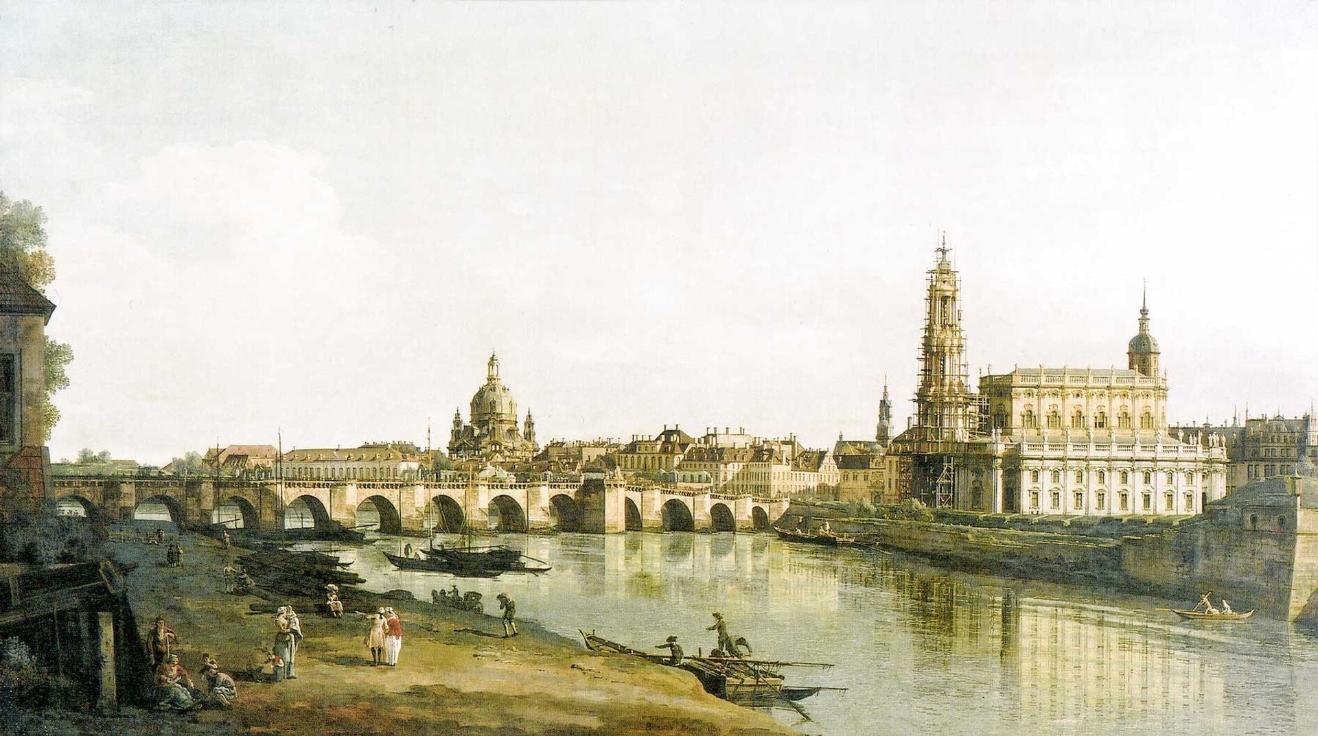 View of Dresden from the Right Bank of the Elbe with the Augustus Bridge by Bernardo Bellotto