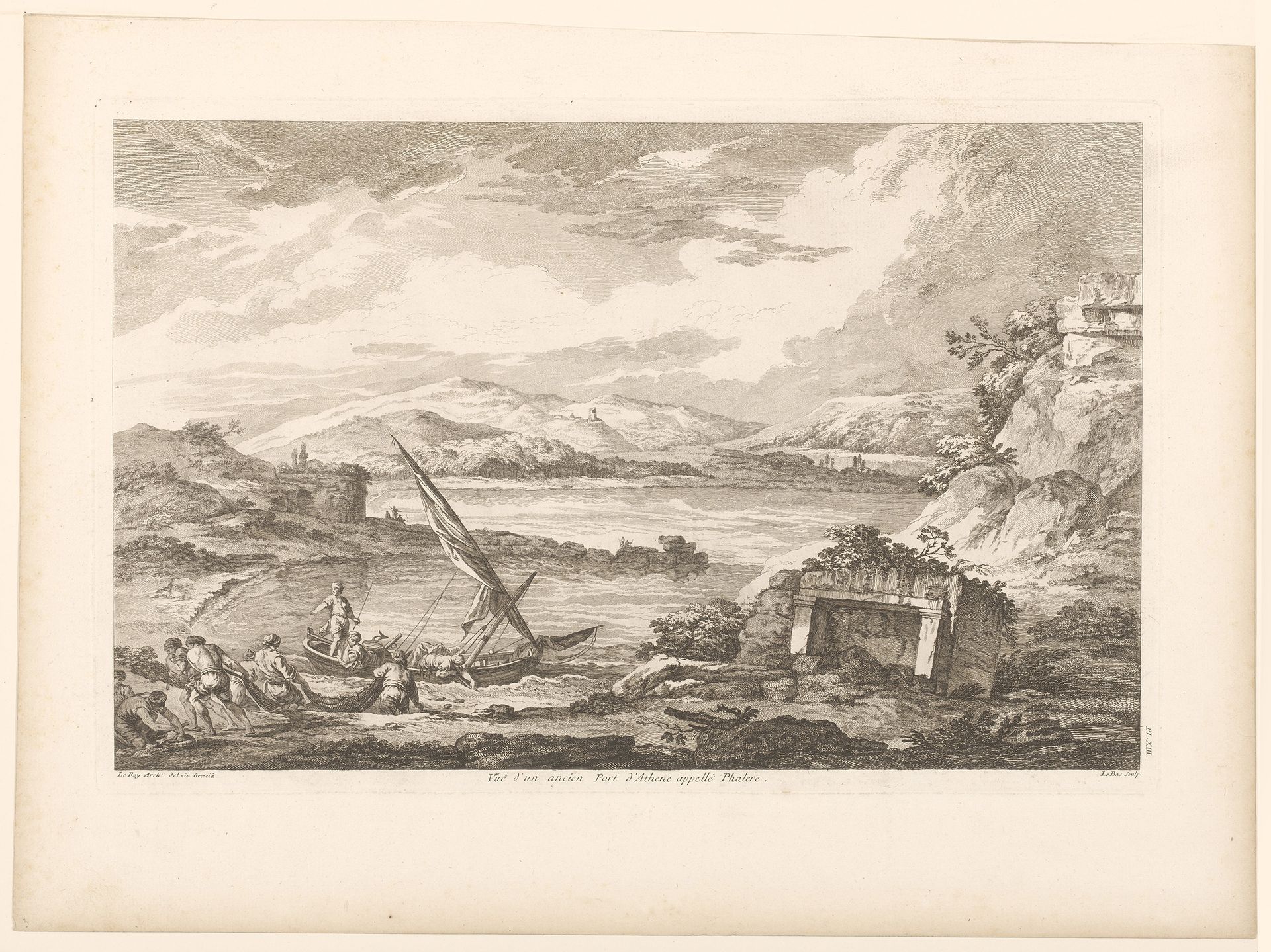 Gezicht op Phalerum by Jacques Philippe Le Bas