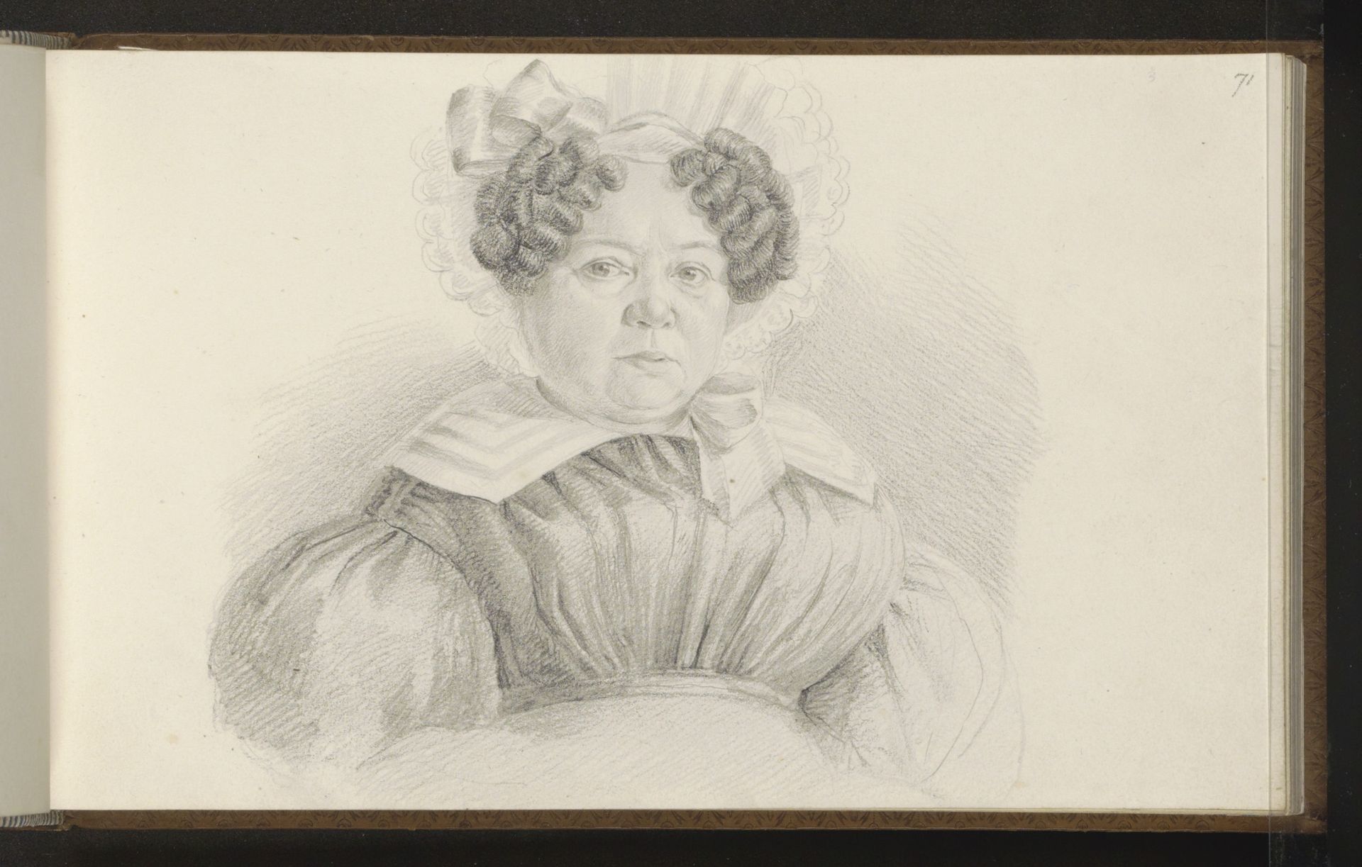 Portret van een vrouw met een kanten muts met strik by Christian Heinrich Gottlieb Steuerwald