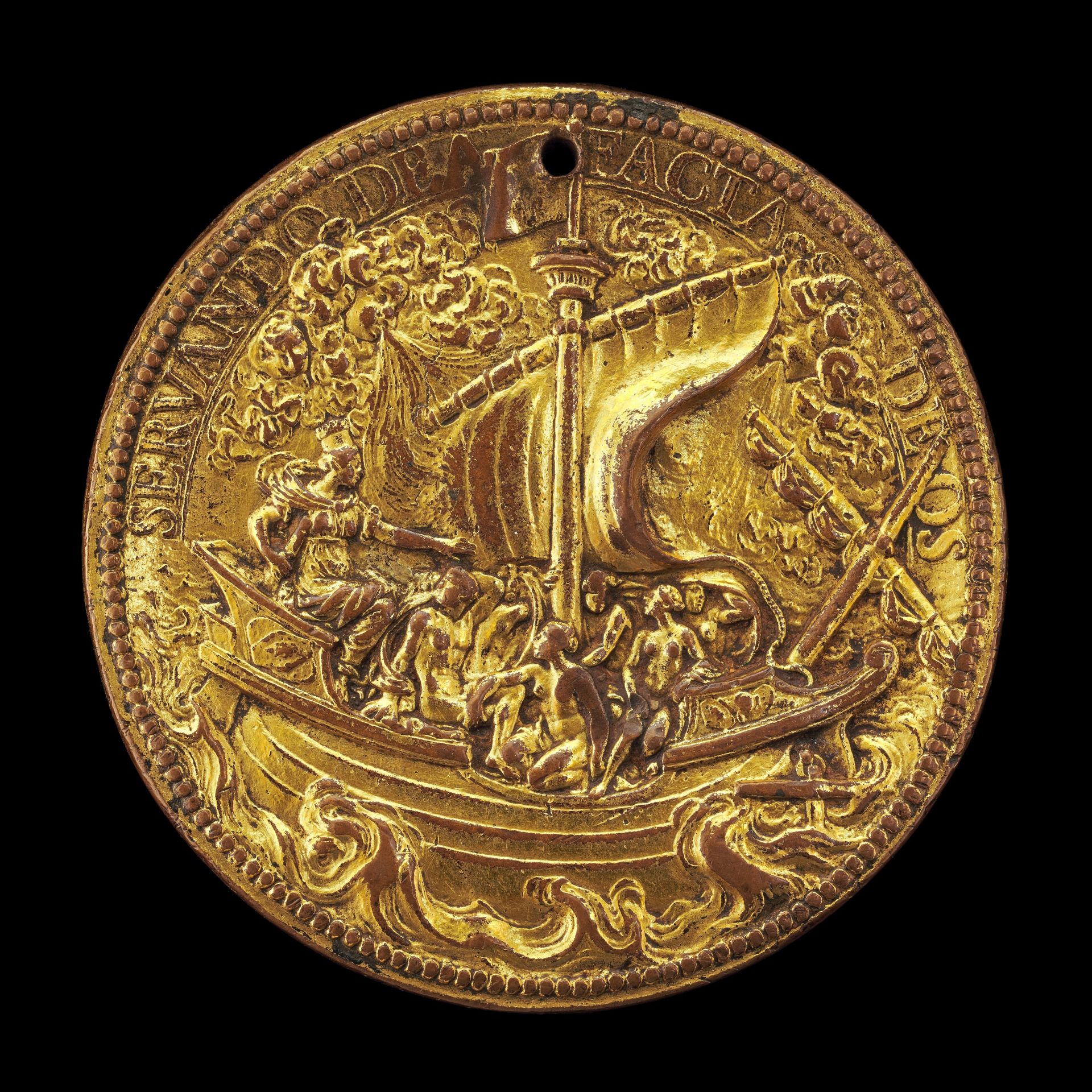 The Queen at the Helm of a Ship in Stormy Seas [reverse] by Guillaume Dupré