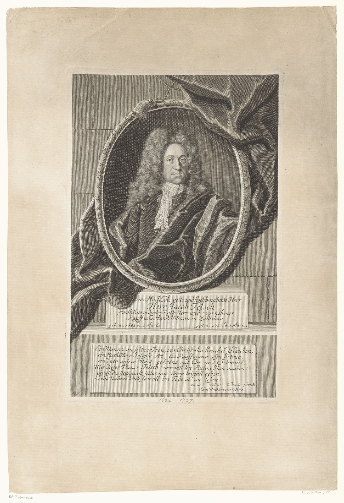 Portret van Jakob Felsch by Martin Bernigeroth