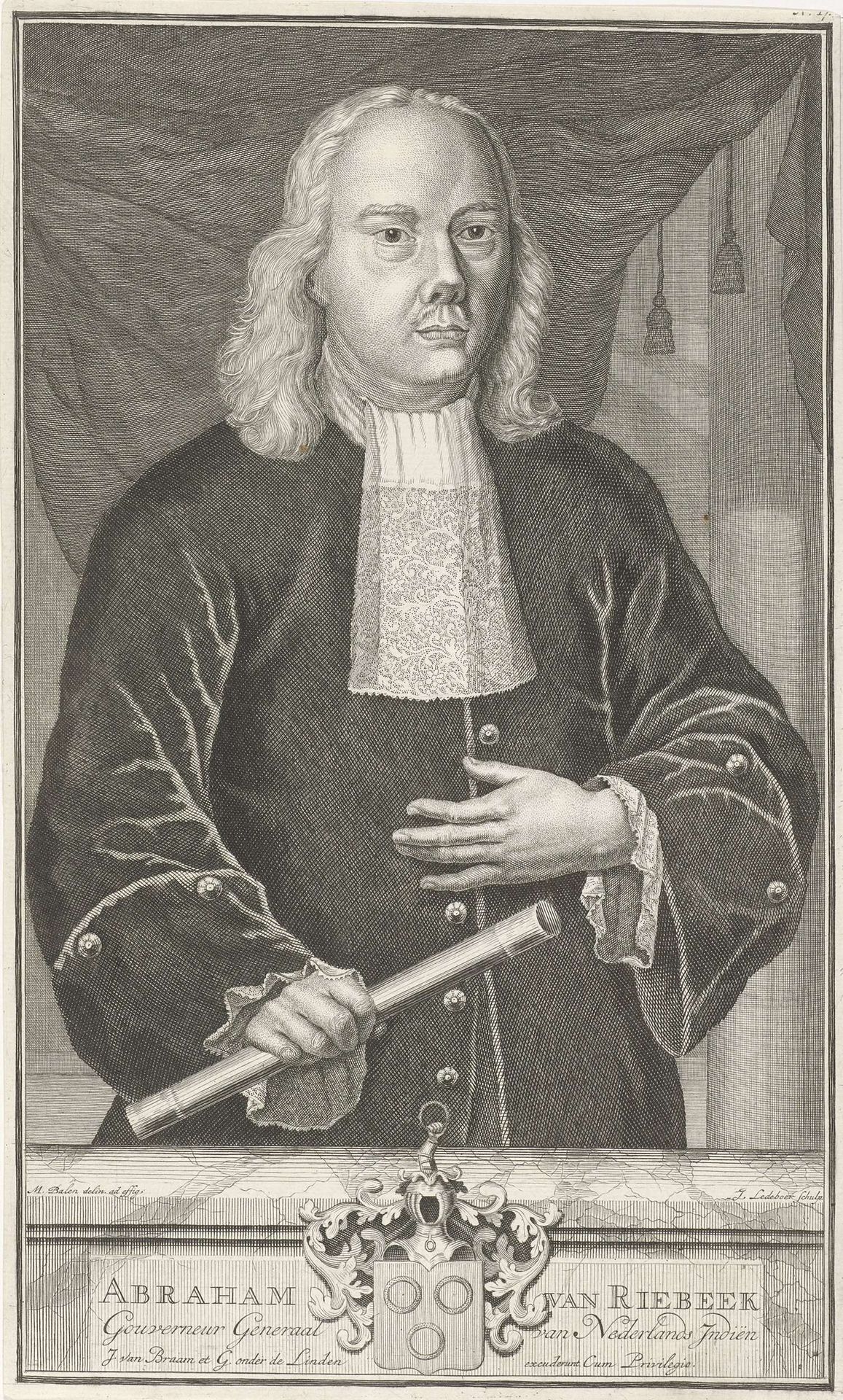 Portret van Abraham van Riebeeck by Isaac Ledeboer
