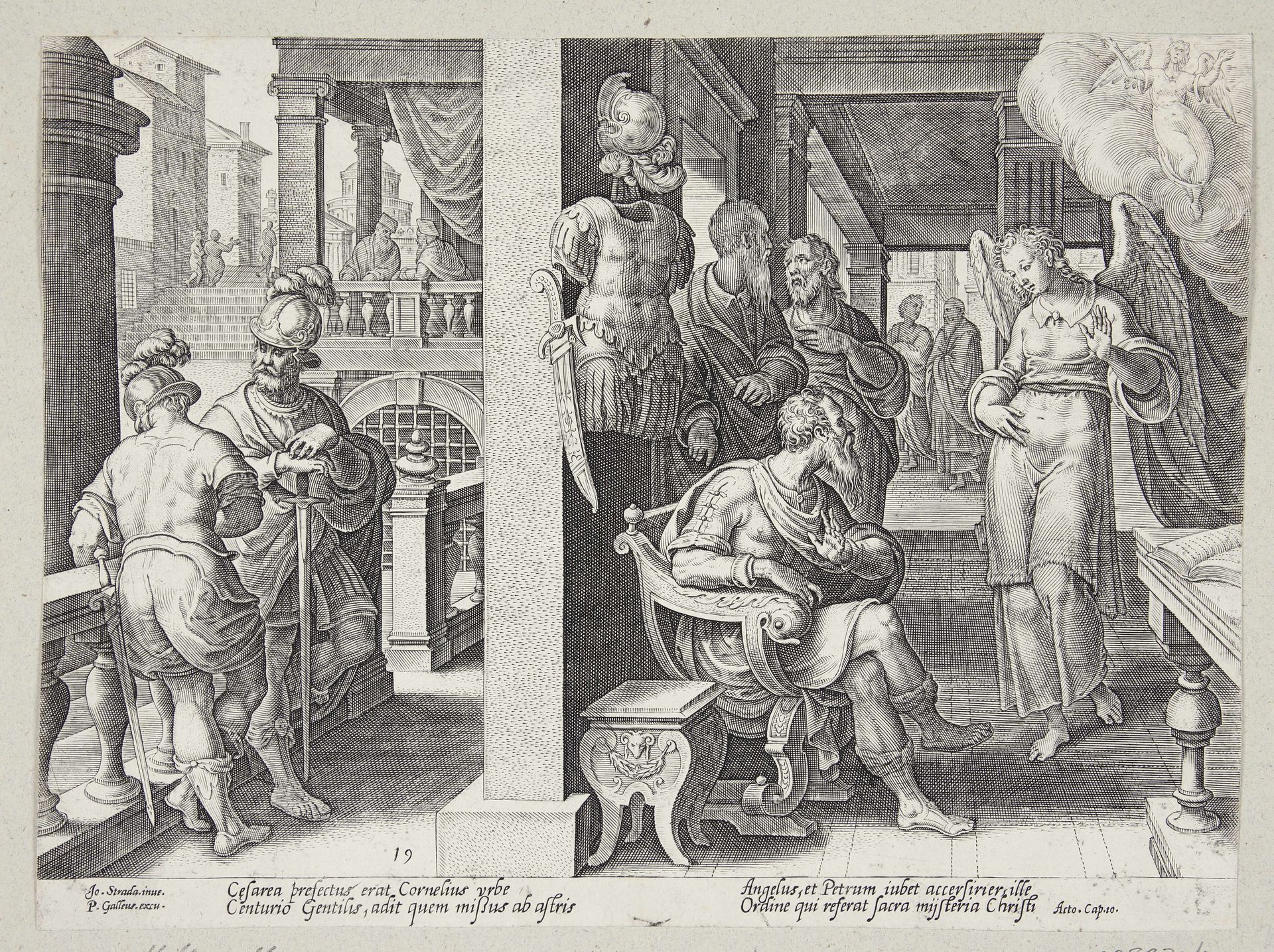 The angel sending Cornelius for St. Peter by Philips Galle