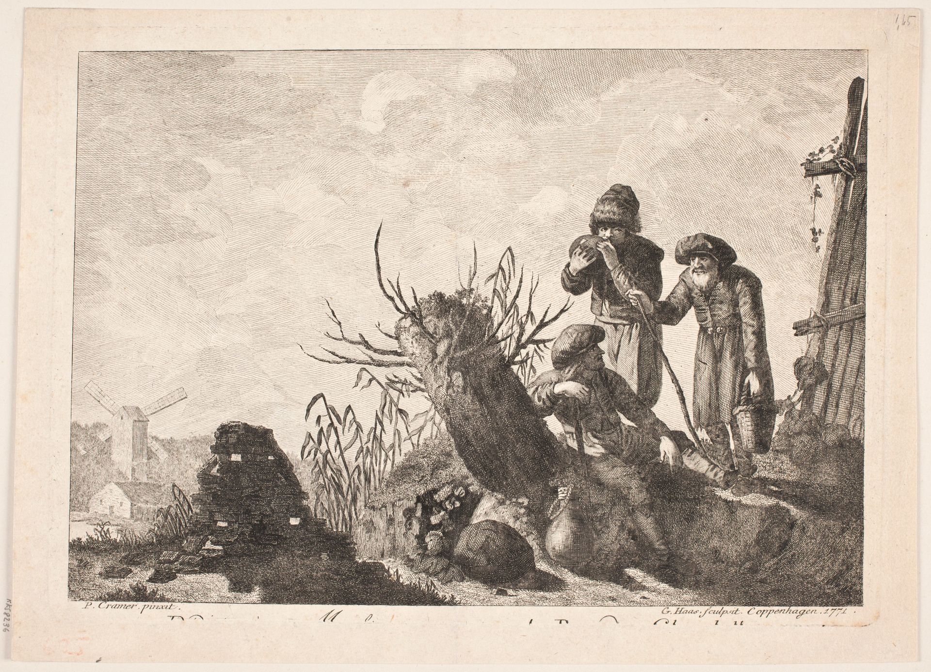Tre bønder i et landskab by Georg Haas