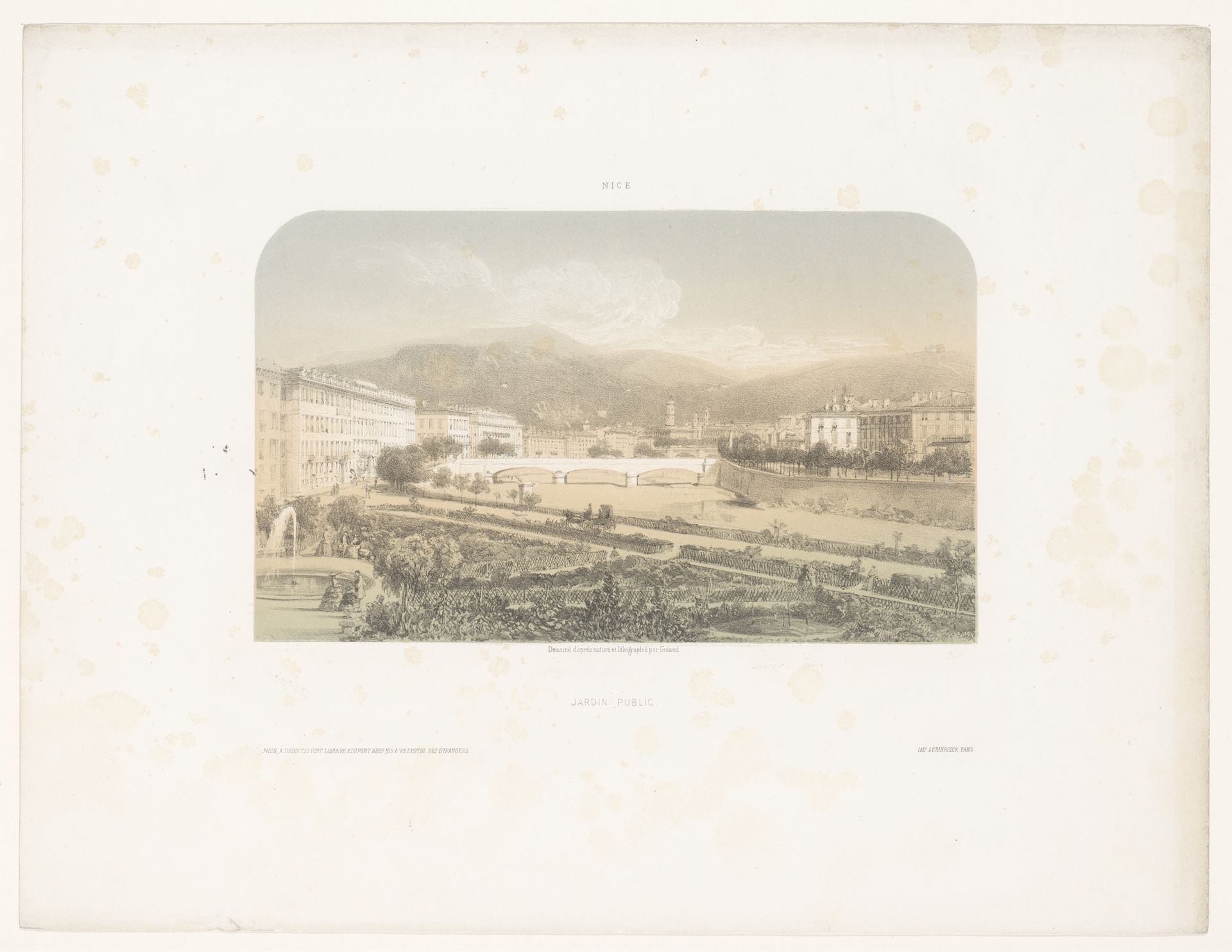 Zicht op de Jardin public en de Pont-Neuf te Nice by Jacques Guiaud