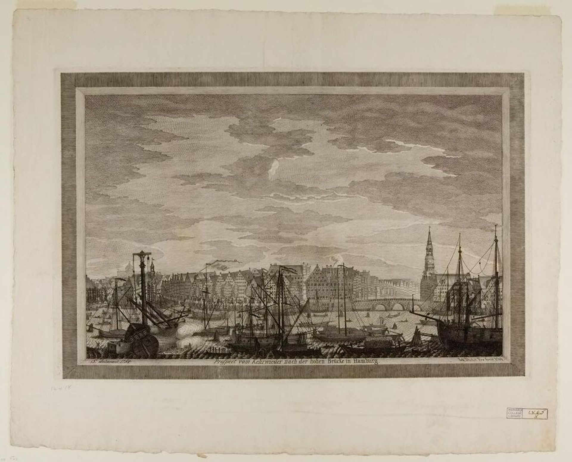 View to the High Bridge in Hamburg by Johann Dieterich Fos