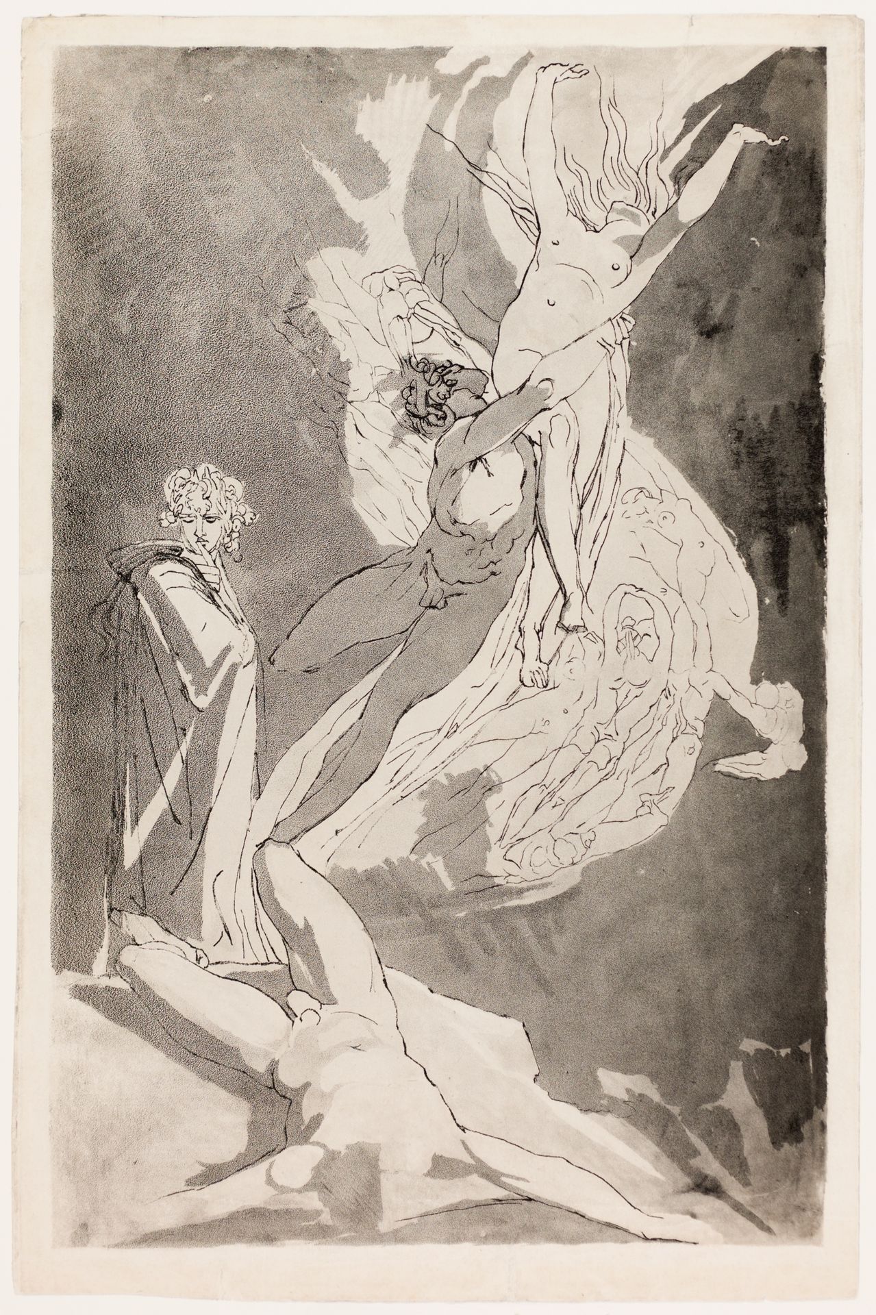 Dante Swoons before the Soaring Souls of Paolo and Francesca, Virgil at his Side by Henry Fuseli