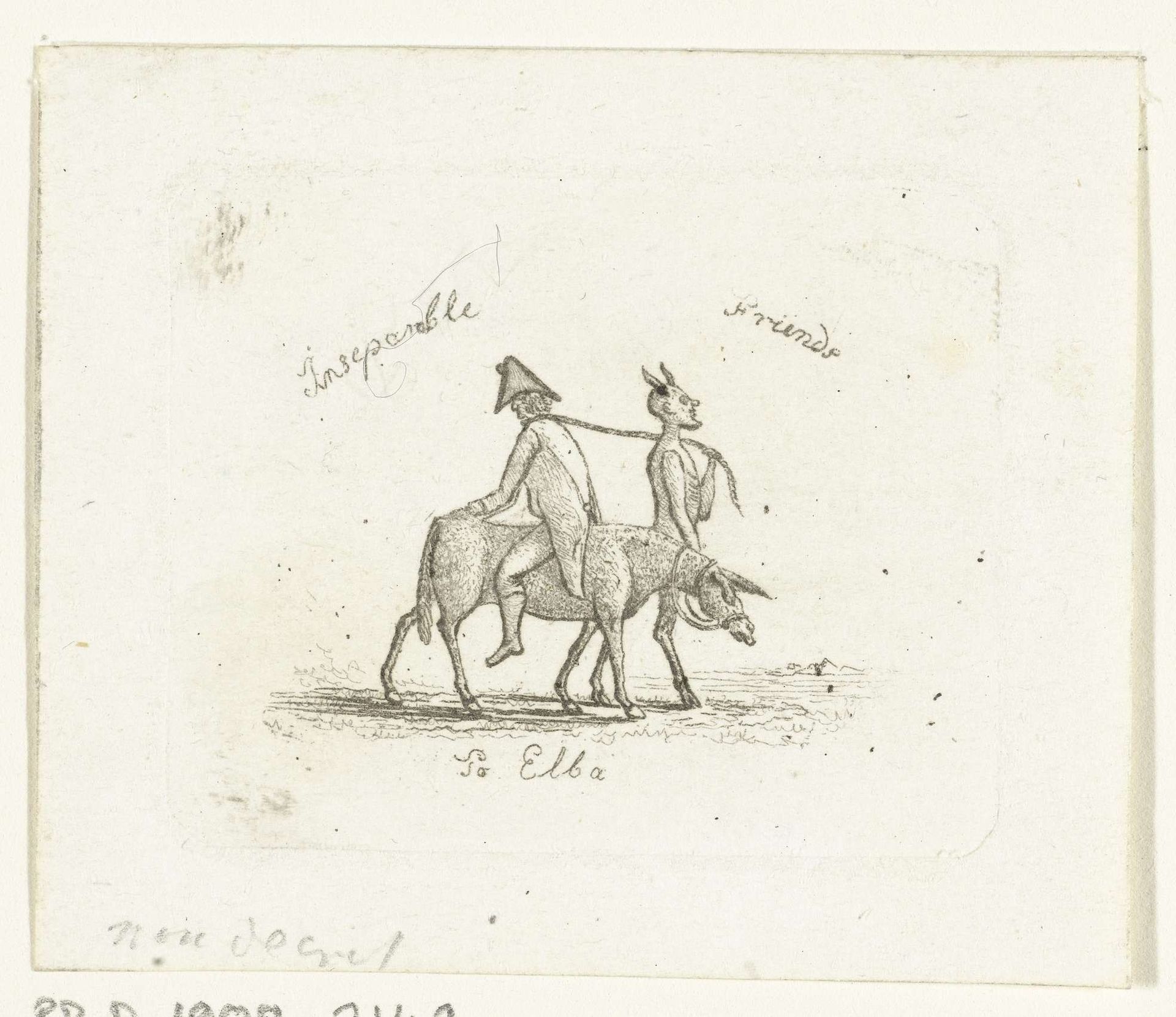 Spotprent over Napoleons verbanning naar Elba by Ernst Willem Jan Bagelaar