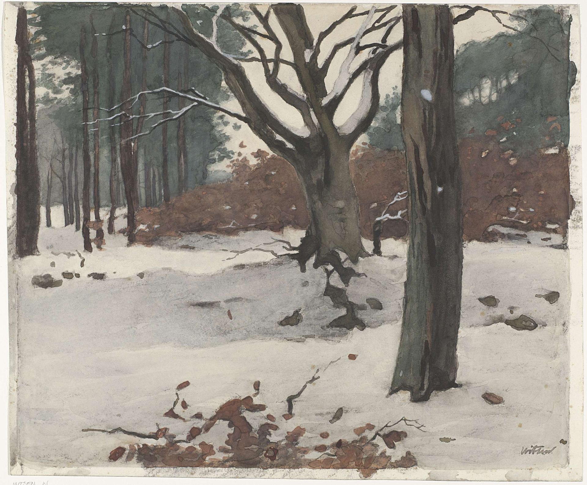 Bomen in de sneeuw by Willem Witsen