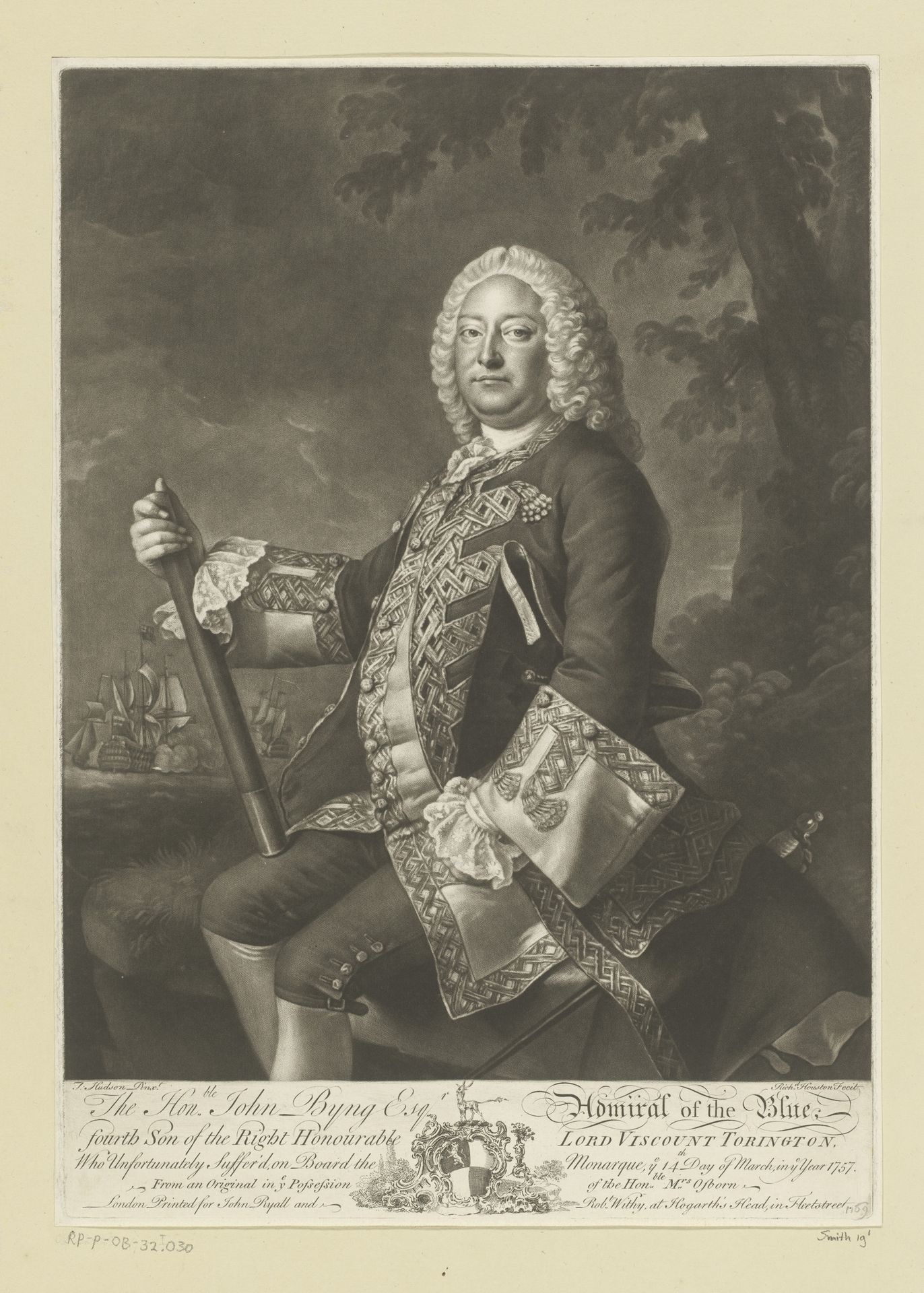 Portret van John Byng Esqr. by Richard Houston