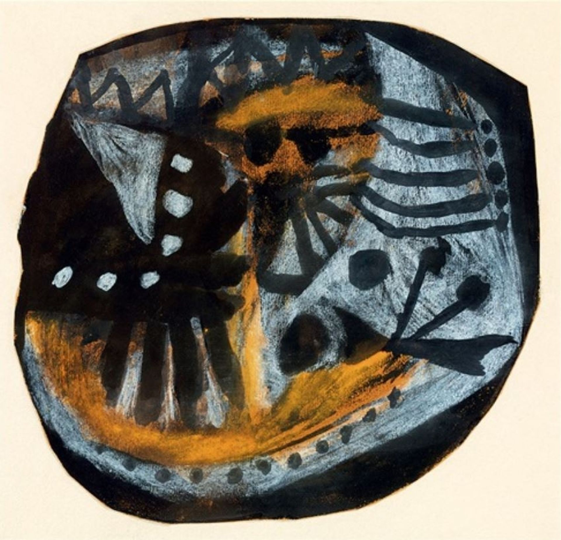 Vajda Lajos Masquen 260x270mm Mixed Media on Paper by Vajda Lajos