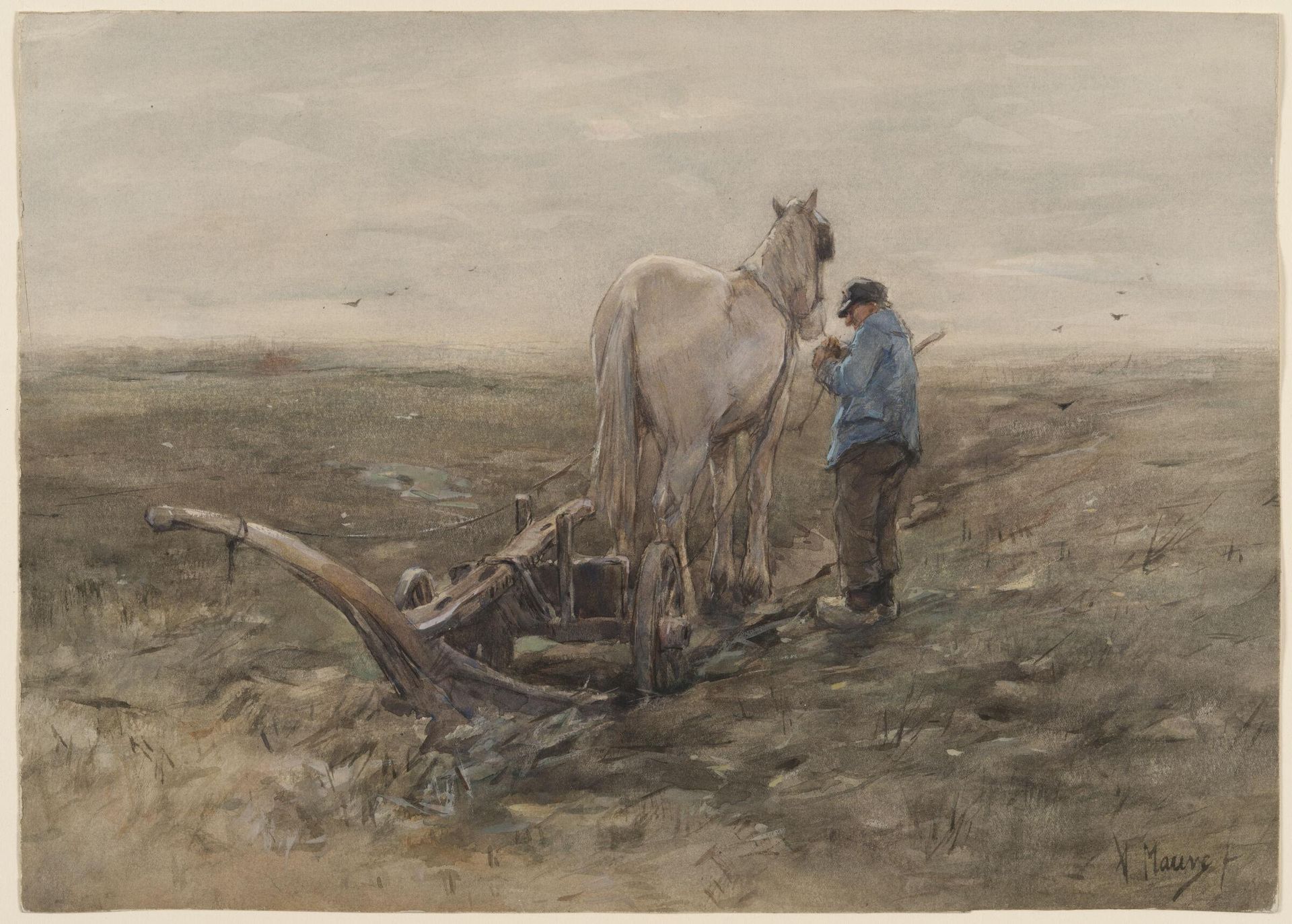 The Old Ploughman by Anton Mauve
