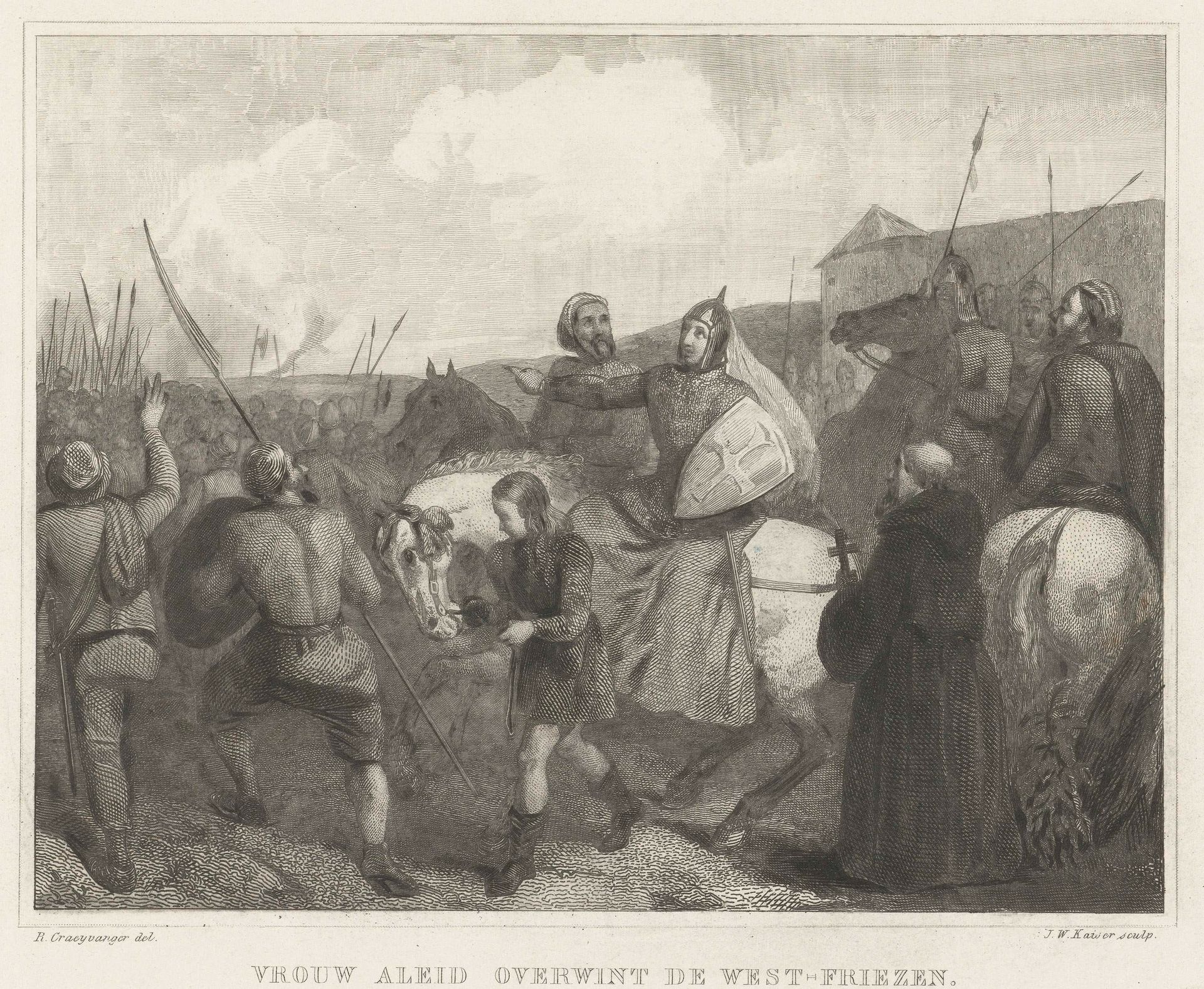 Aleid overwint de West-Friesen, 1195 by Johann Wilhelm (I) Kaiser