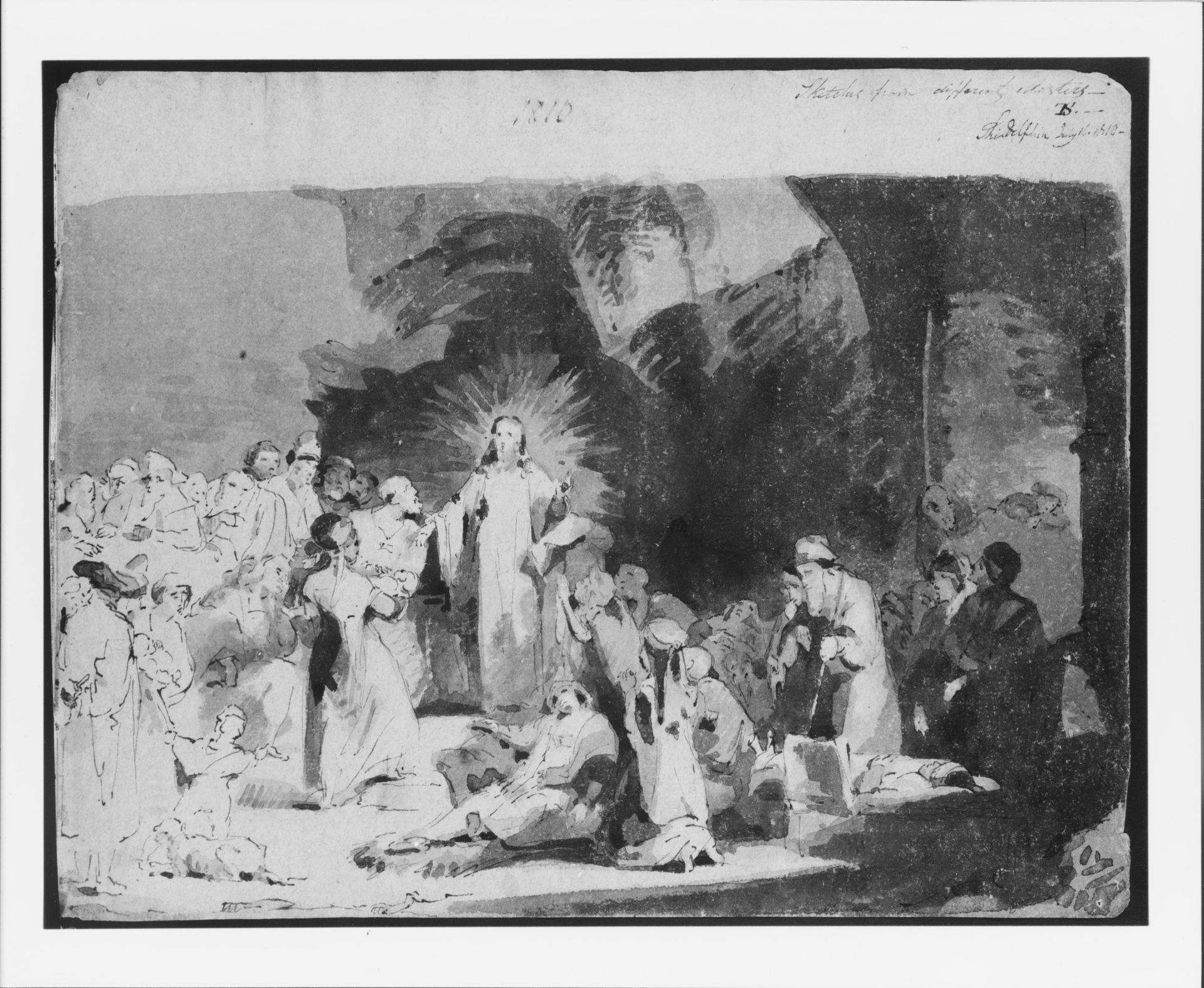 Christ Healing the Sick, after Rembrandt  (from Sketchbook) by Thomas Sully