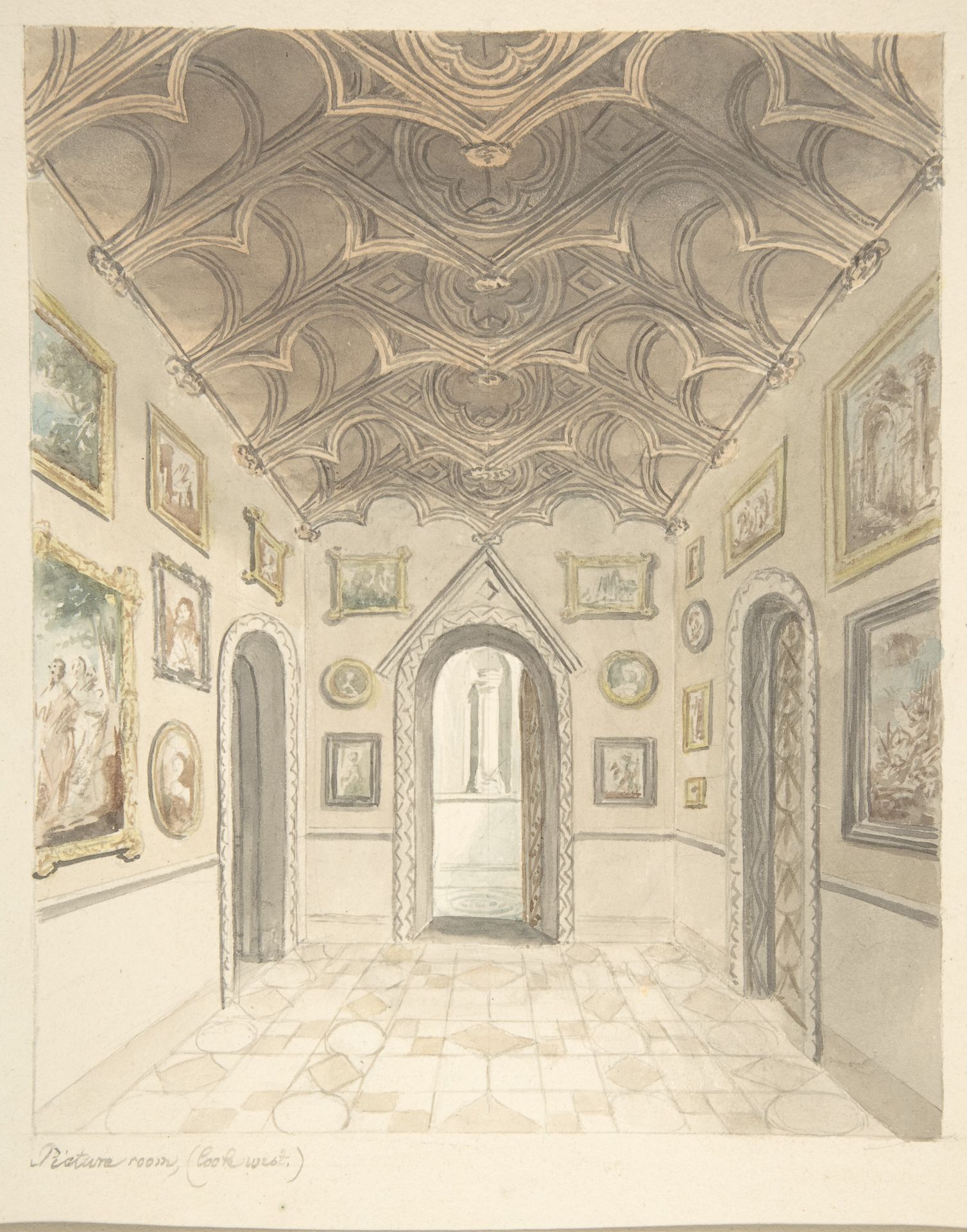Lea Castle, Worcestershire, Picture Room, Looking West by John Carter
