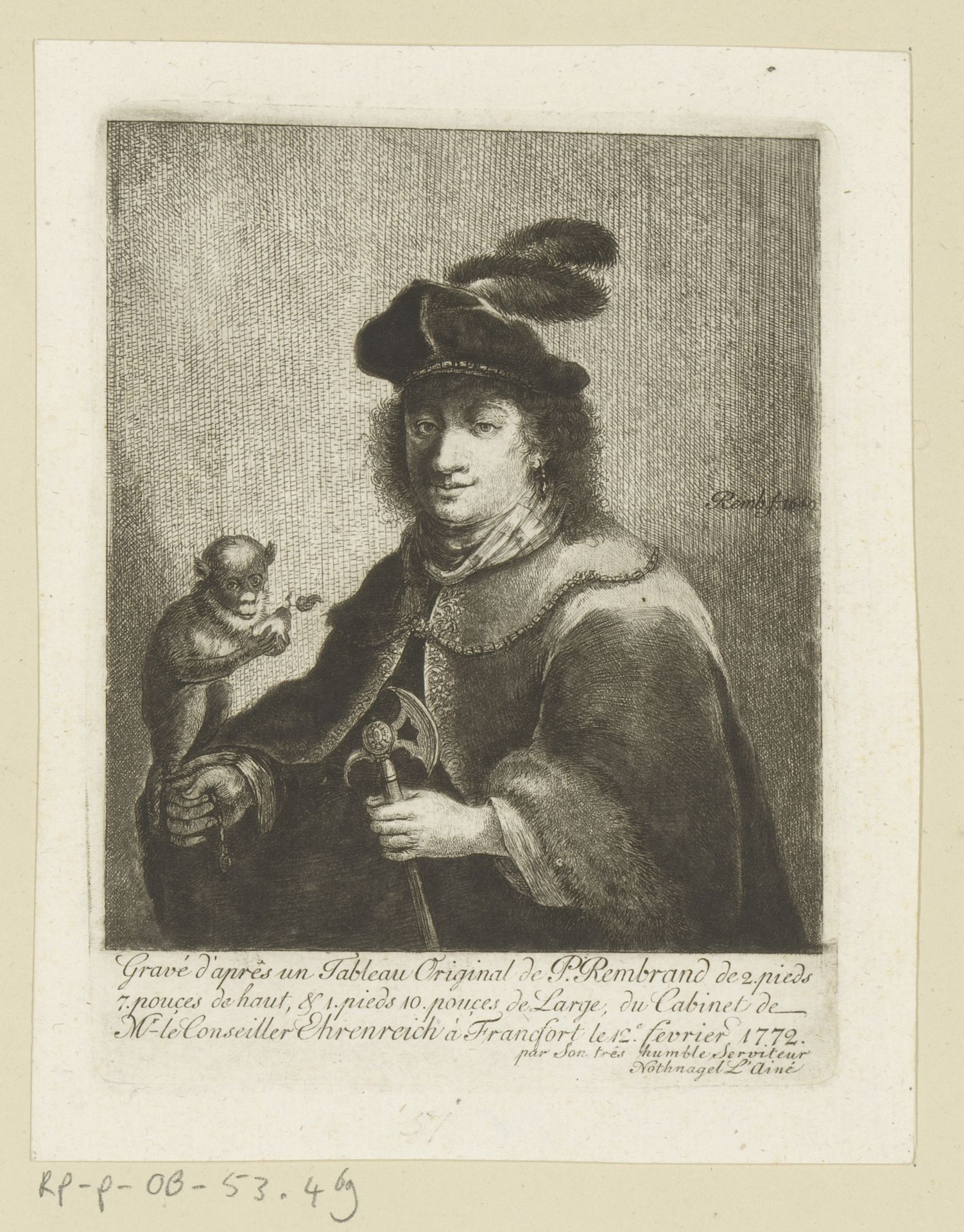 Man met aap en bijl by Johann Andreas Benjamin Nothnagel