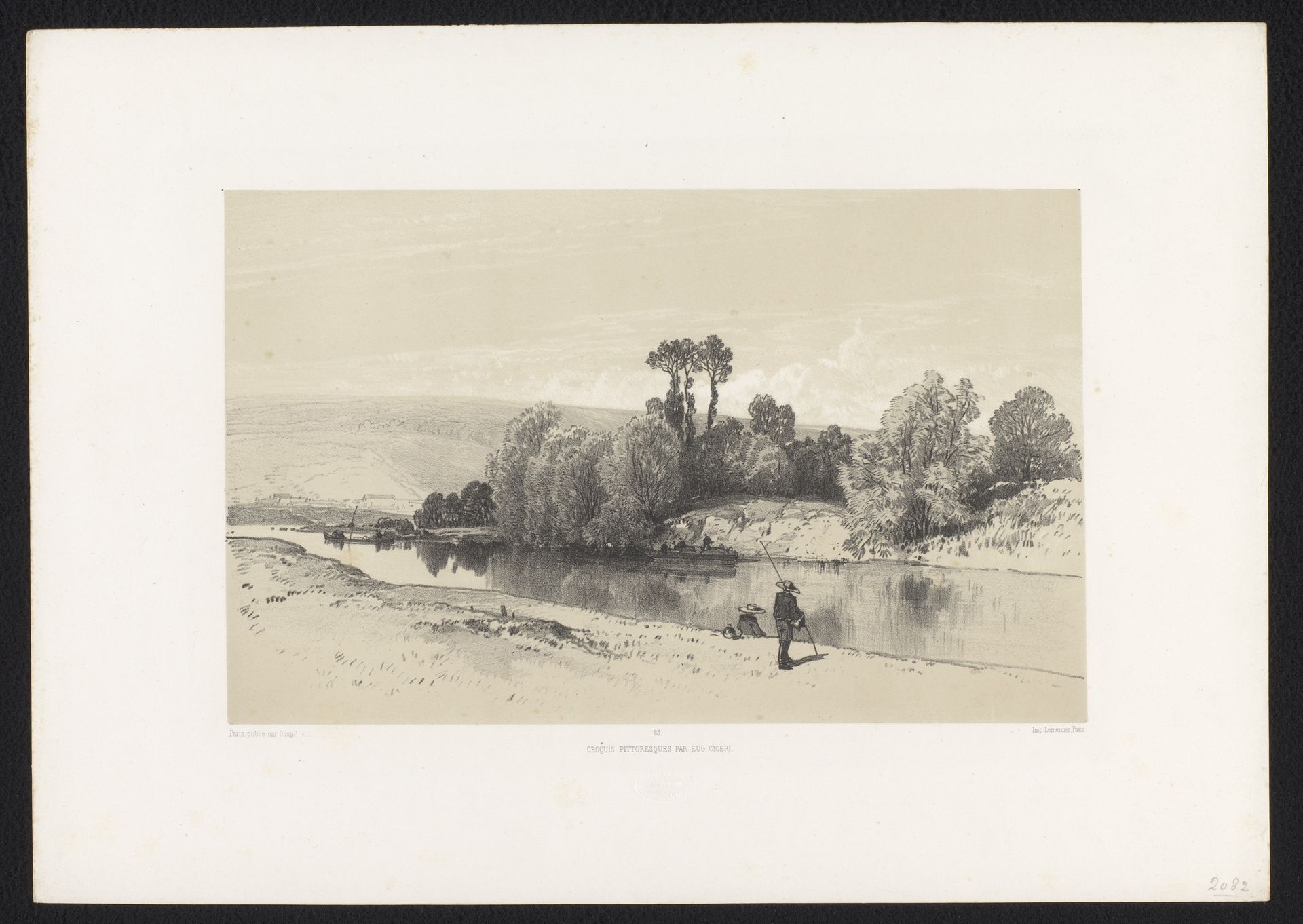 Rivierlandschap met vissers by Eugène Cicéri