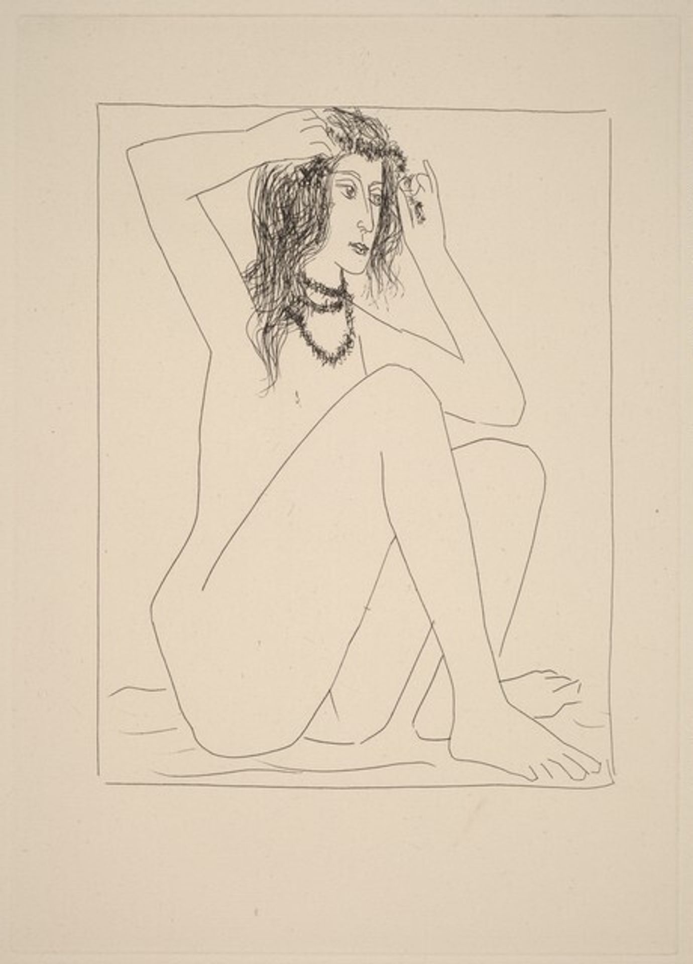 Nude Placing Flowers in Her Hair (Femme nue se couronnant de fleurs) by Pablo Picasso