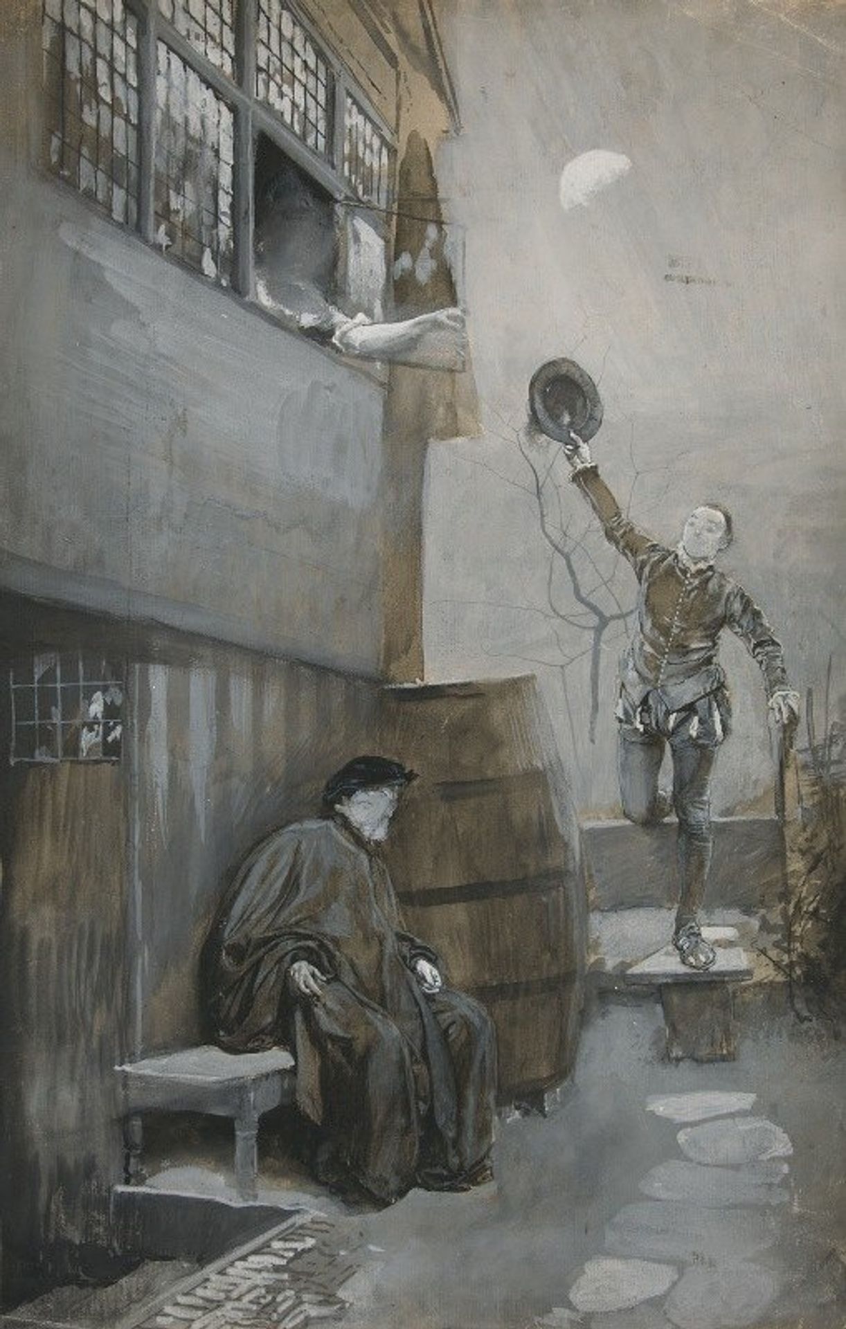 Sketch for Nighttime Rendezvous by Edwin Austin Abbey