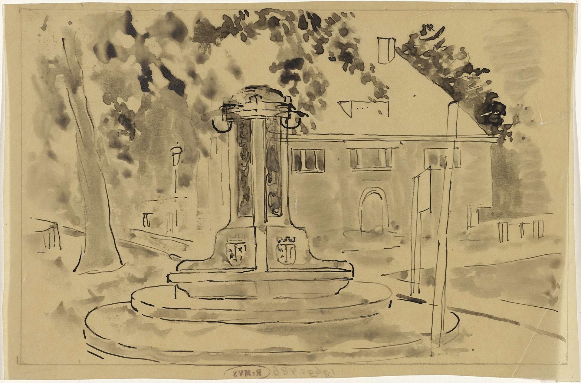 Ontwerp voor een monumentale bank met het wapen van Haarlem by Carel Adolph Lion Cachet