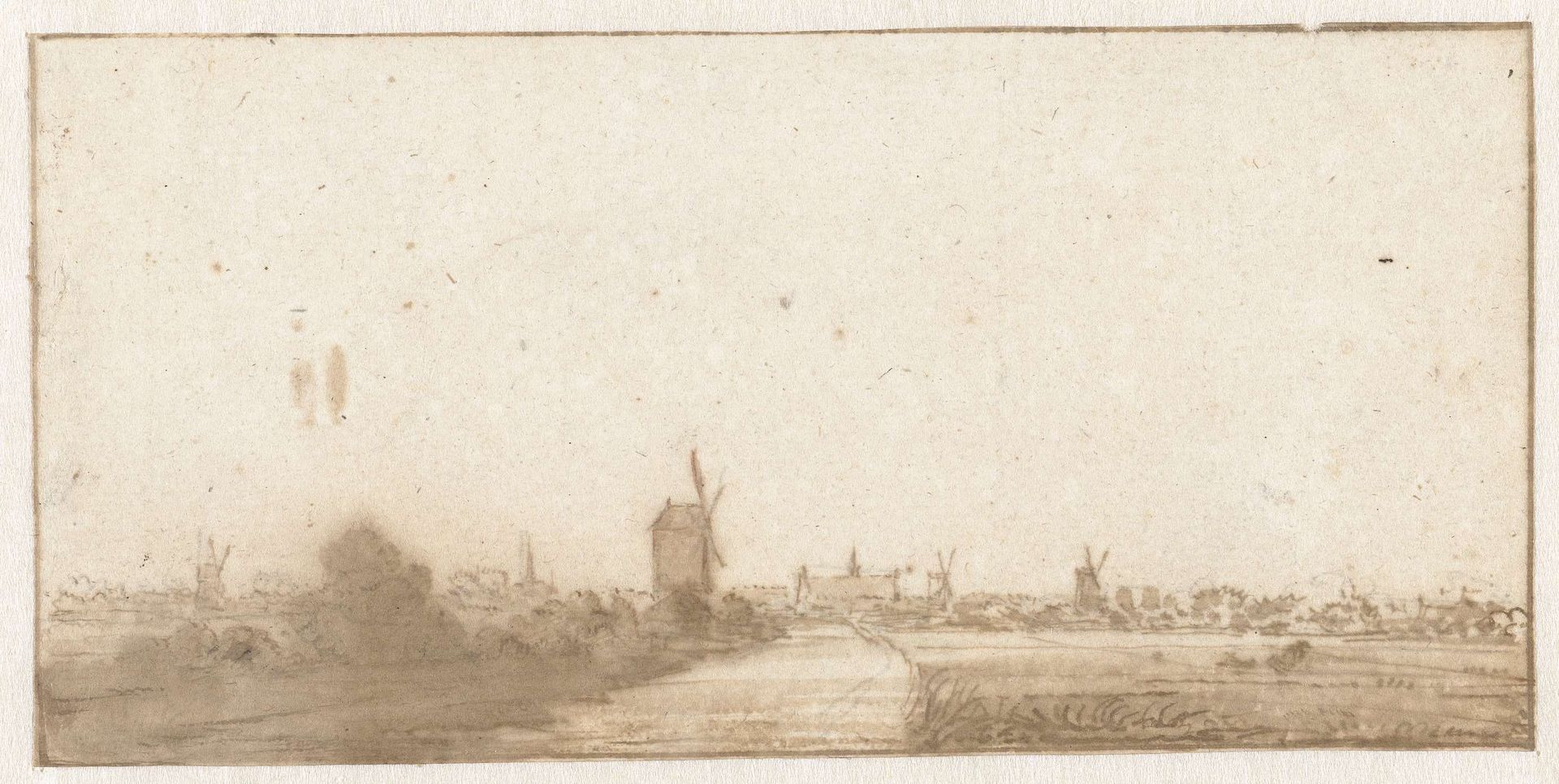 Gezicht op een stad (Leiden ?) by Jan Vincentsz. van der Vinne