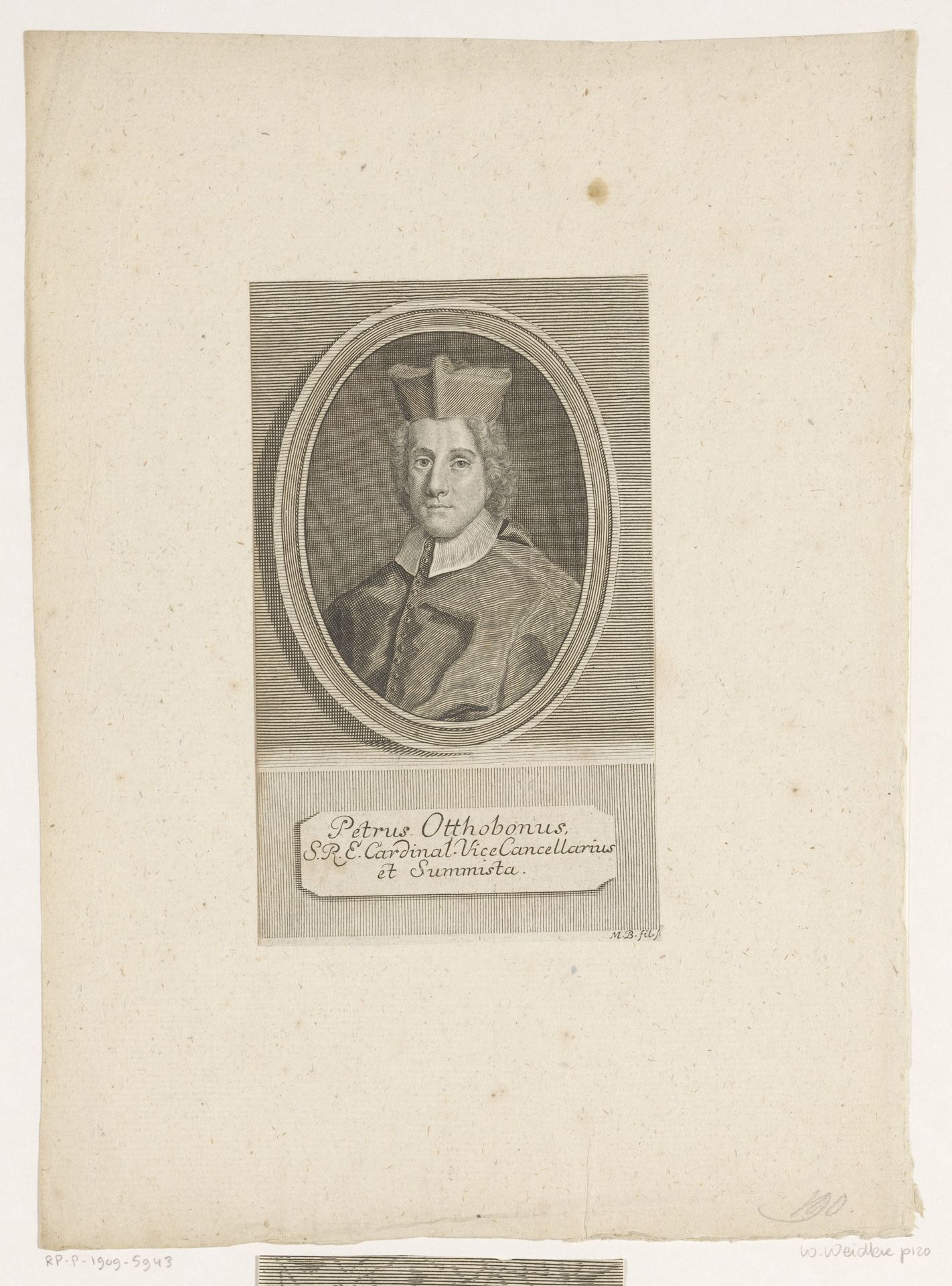 Portret van Pietro Ottoboni by Johann Martin Bernigeroth