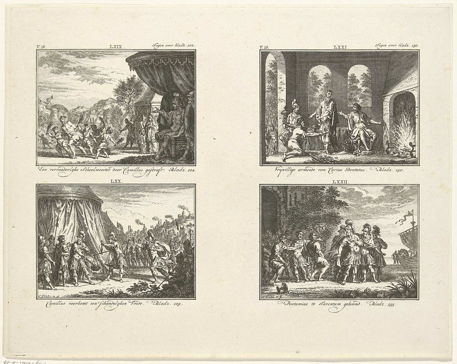 Vier voorstellingen uit de klassieke geschiedenis by Simon Fokke