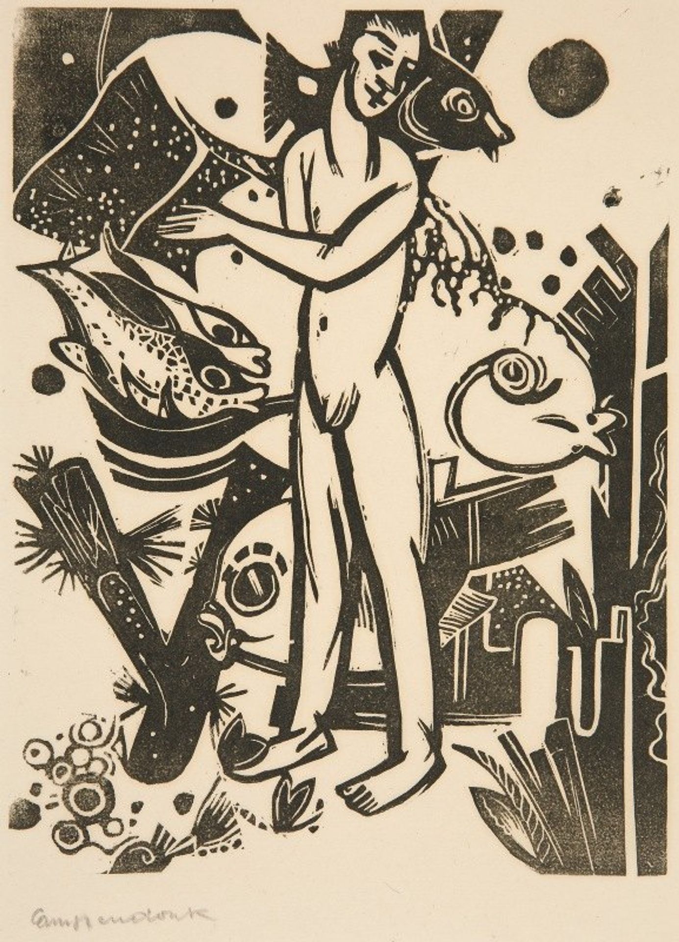 Nude Boy with Fish by Heinrich Campendonk