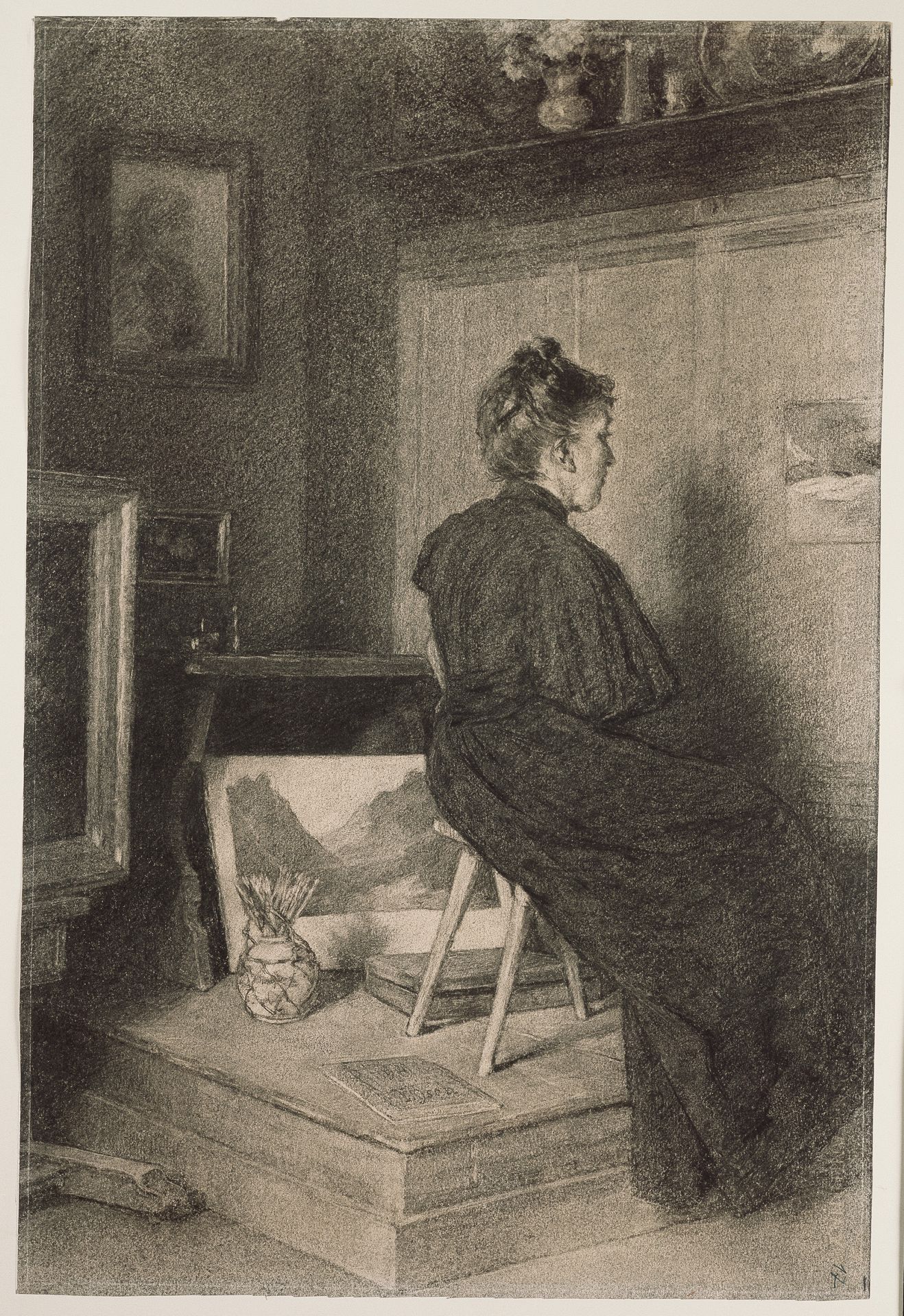Mary Eysen im Atelier der Villa Holstein in Meran-Obermais by Louis Eysen