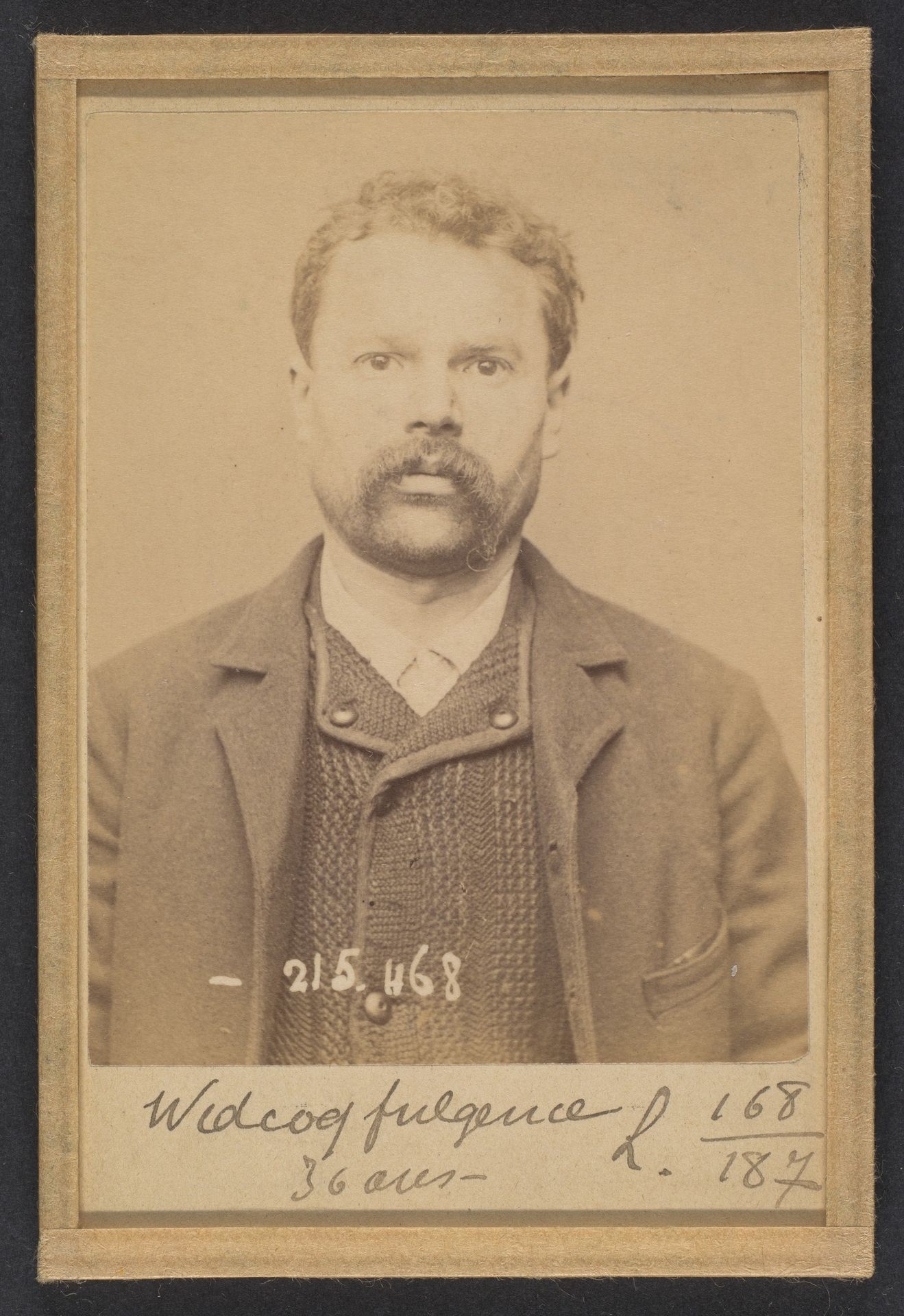 Widcoq. Fulgence, Ignace. 36 ans, né à Fressenneville (Somme). Mécanicien. Anarchiste. 10/3/94. by Alphonse Bertillon