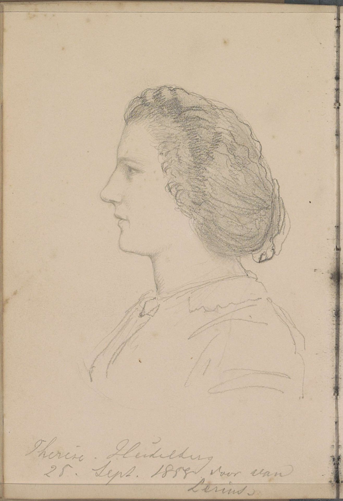 Portret van Thérèse, van opzij gezien by Johannes Tavenraat