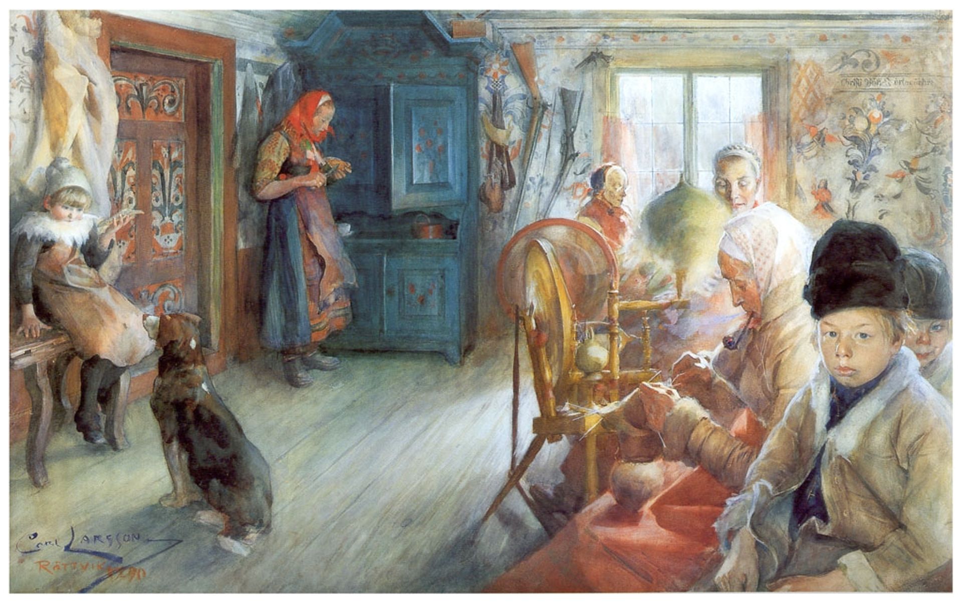 Peasant Interior in winter by Carl Larsson