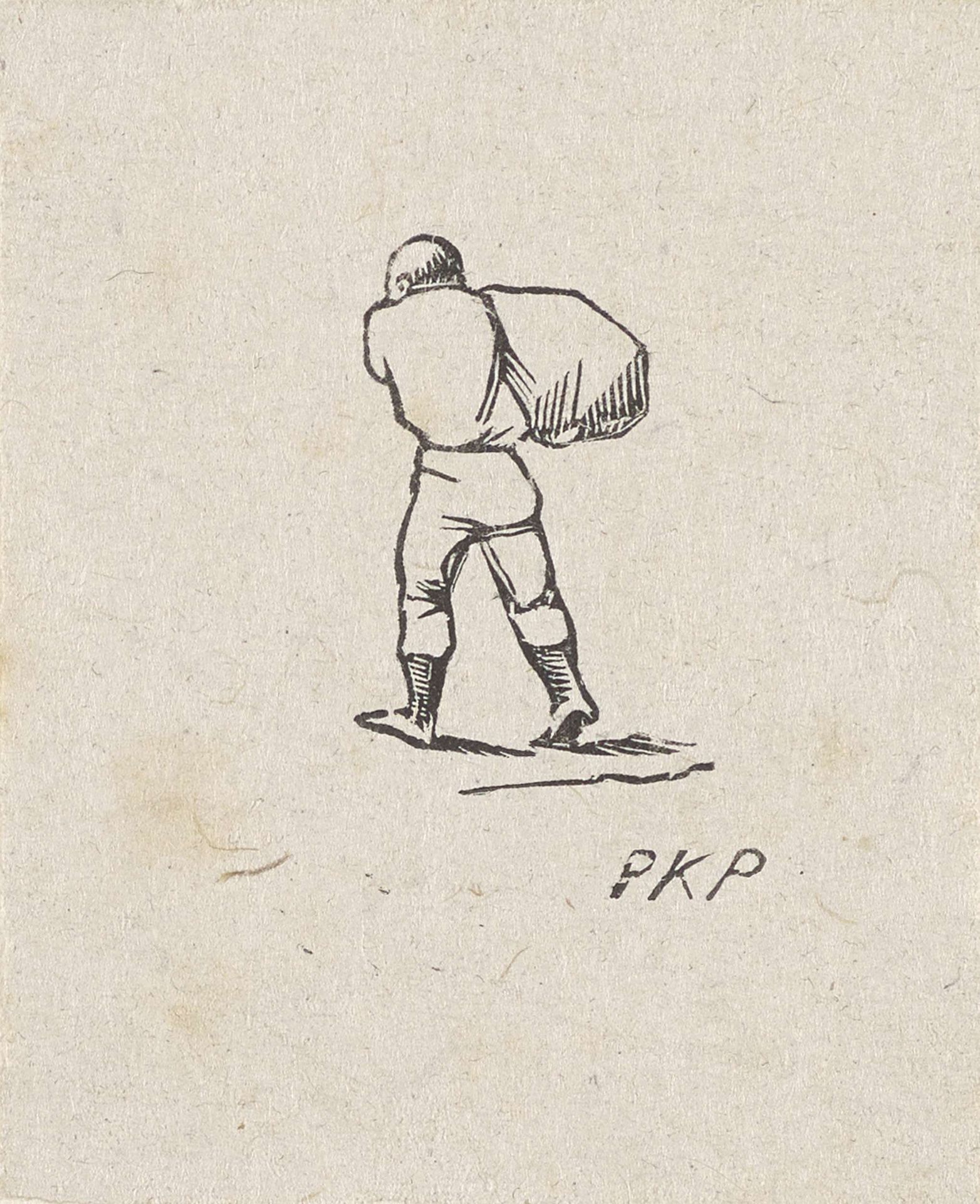 Lopende man met een zak over zijn schouder by Isaac Weissenbruch