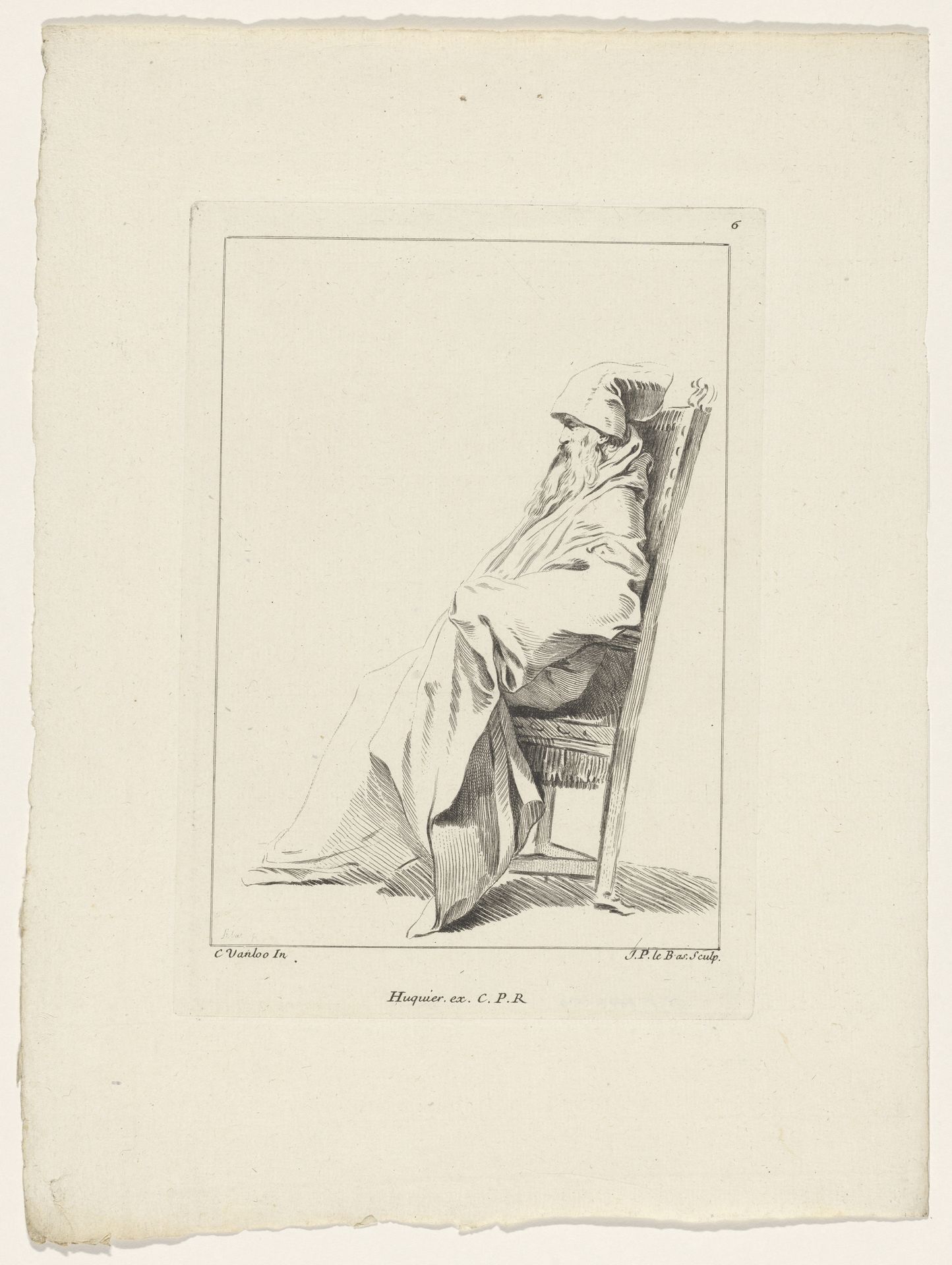 Zittende figuur, naar links by Jacques Philippe Le Bas