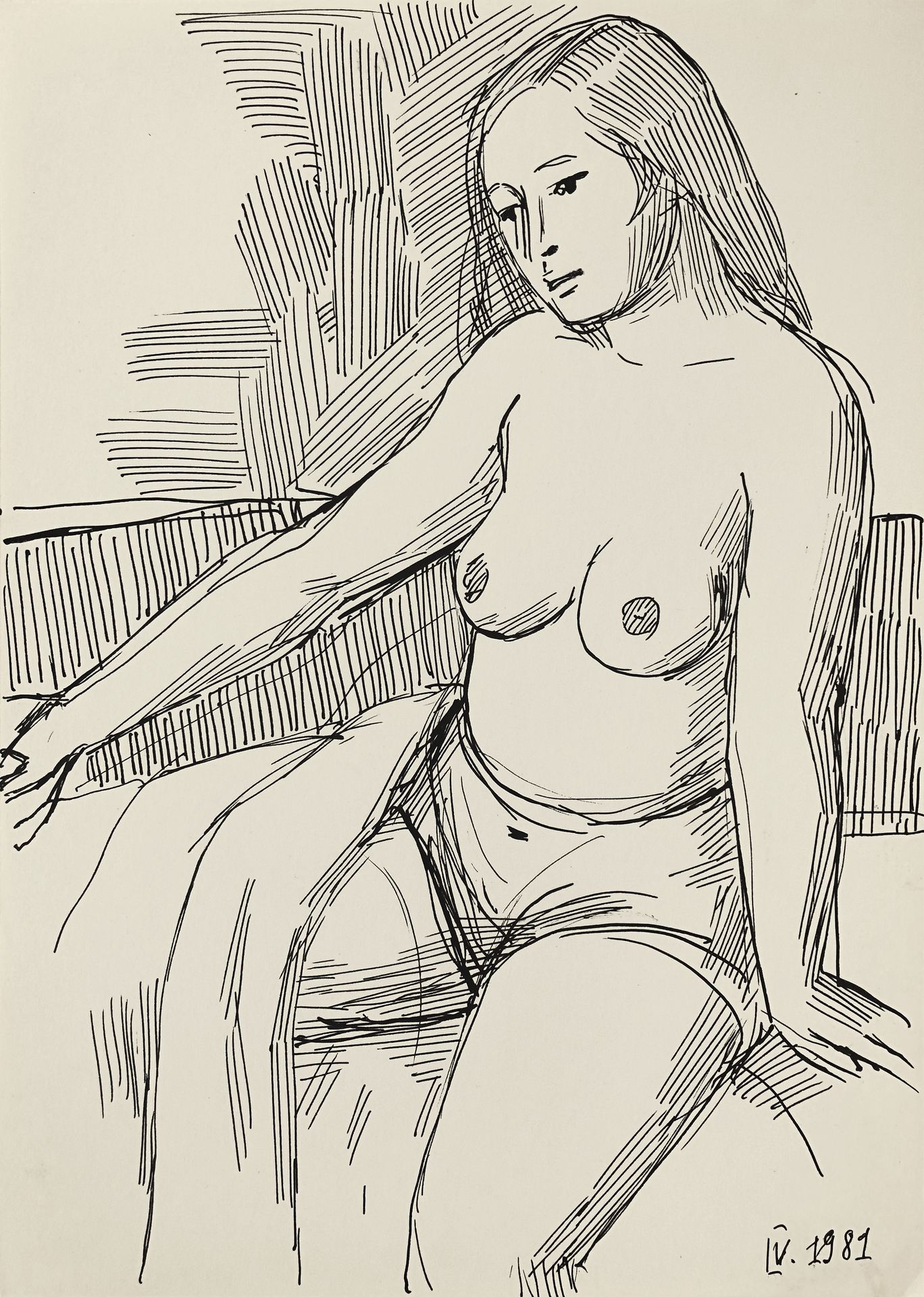 Nude sitting by Hryhorii Havrylenko