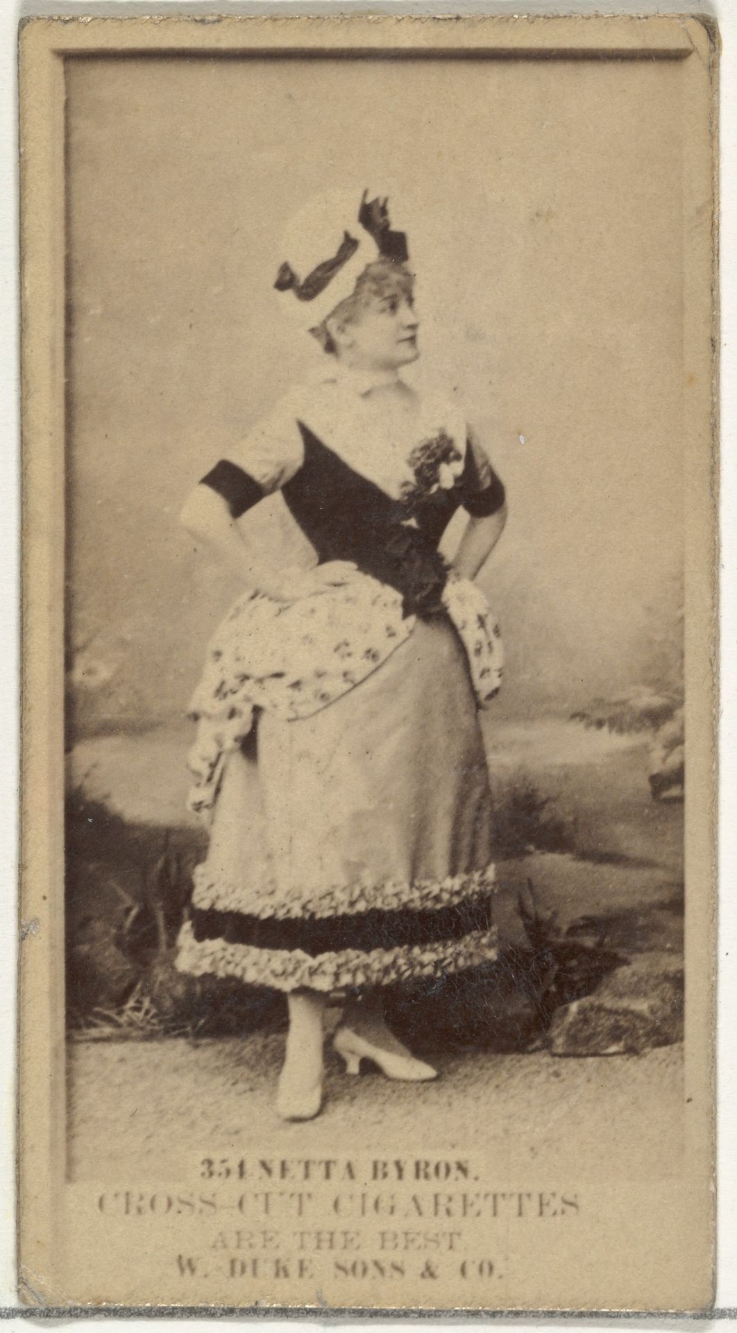 Card Number 354, Netta Byron, from the Actors and Actresses series (N145-3) issued by Duke Sons & Co. to promote Cross Cut Cigarettes by W. Duke, Sons & Co.