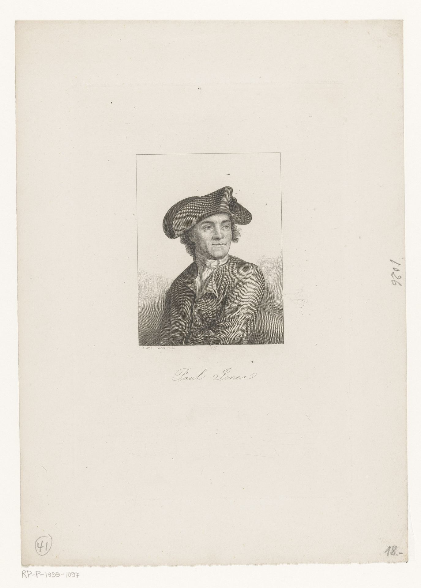 Portret van John Paul Jones by Adolphe Varin