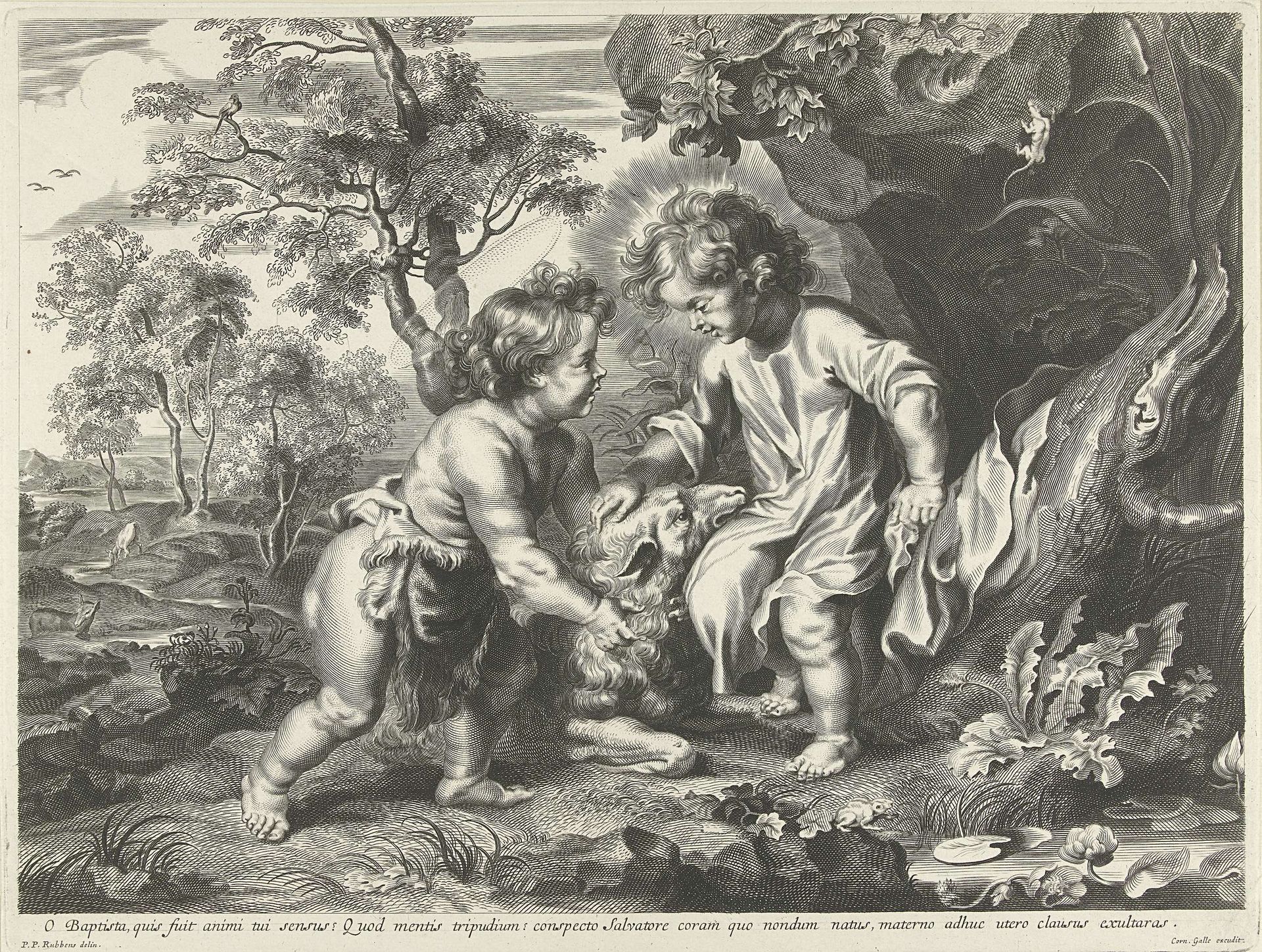 Johannes de Doper en Christus als kinderen by Cornelis Galle I